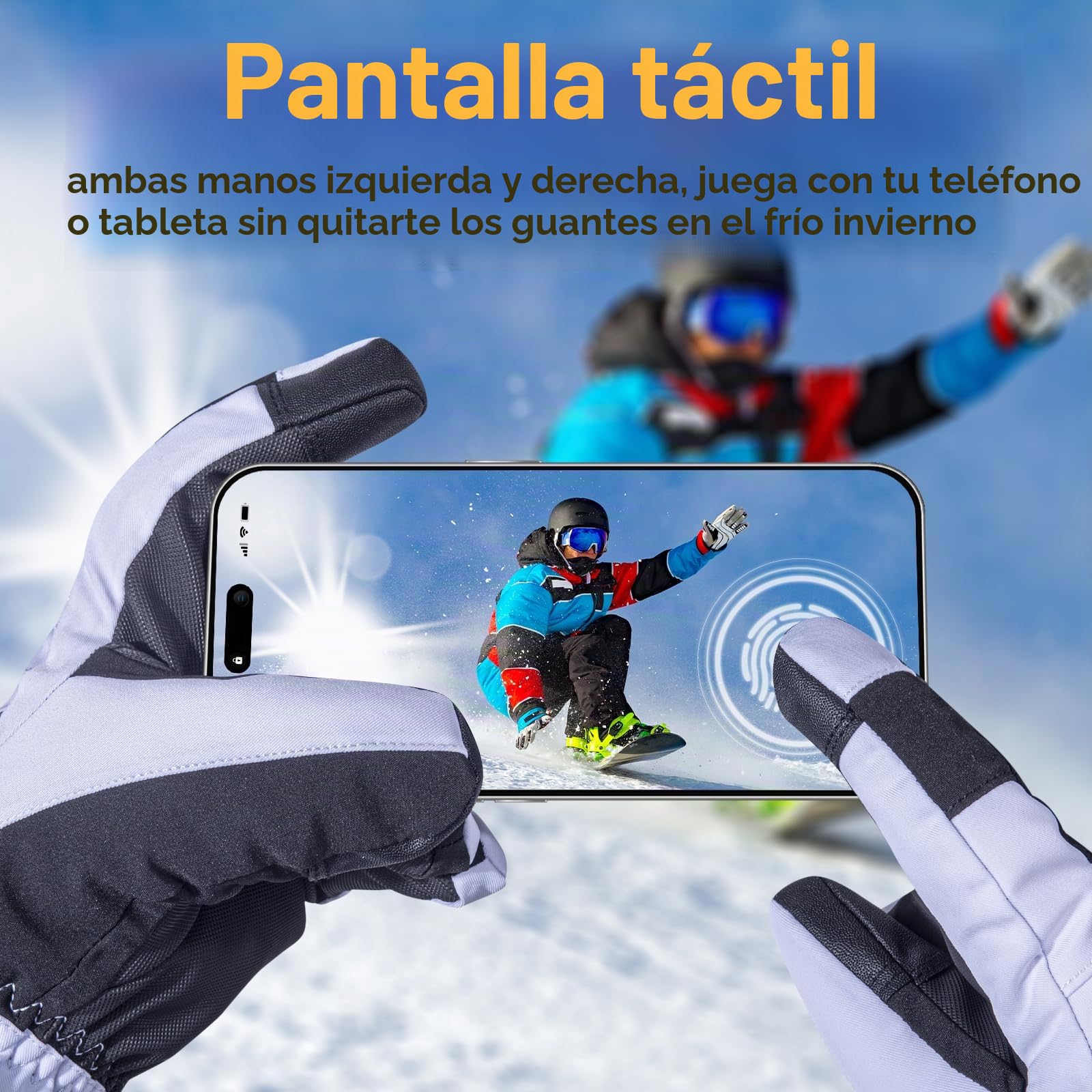 Telguua Guantes Calefactables para Hombre Mujer con Batería de 5500mAh 7.4V Recargables Eléctricamente,3 Temperaturas Ajustables Pantalla Táctil Gruesos Impermeables a Prueba de Viento para Exteriores
