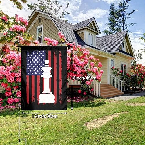 Miniatura 8 de Bandera estadounidense de ajedrez para jardín, 12 x 18 pulgadas, decoración de patio al aire libre, bandera de jardín de doble cara para patio,