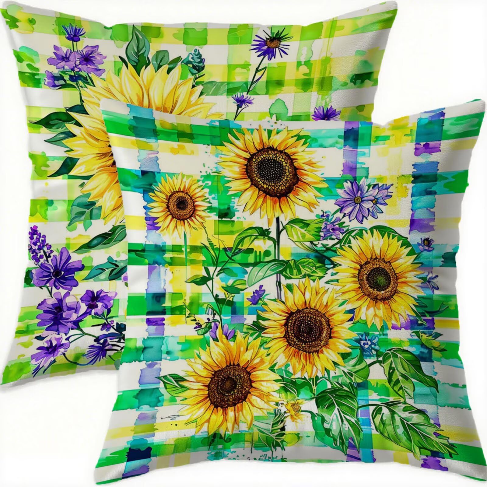 Housse coussin 80x80cm velours de luxe double face jaune vintage décoratif