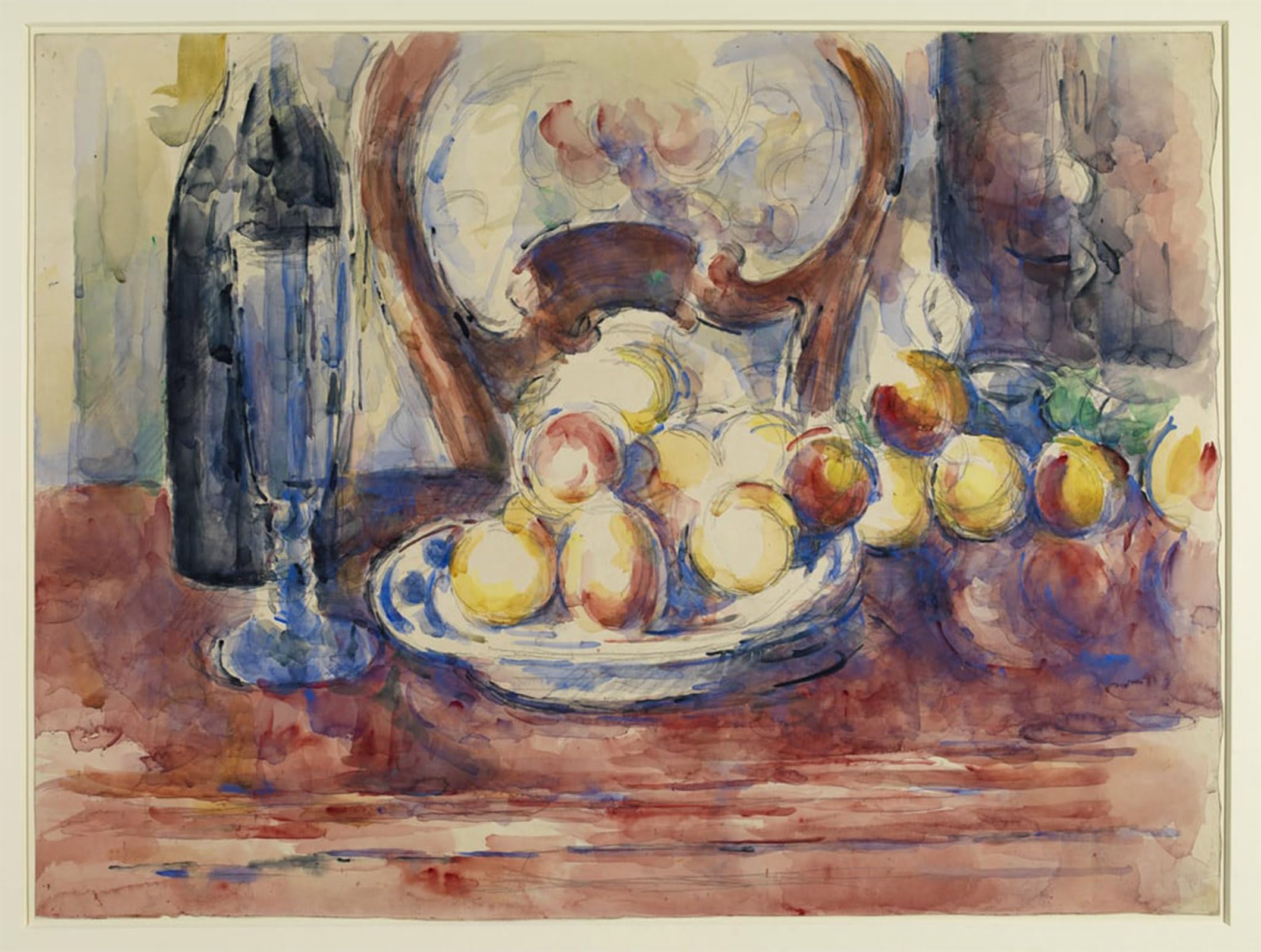 SERENDIPITP Aesthetic Poster Photo Wall Print Retro Picture Still Life with Apples Bottle and Chairback by Paul Cézanne Modern Wall Artwork for Home Decor 60x90cm