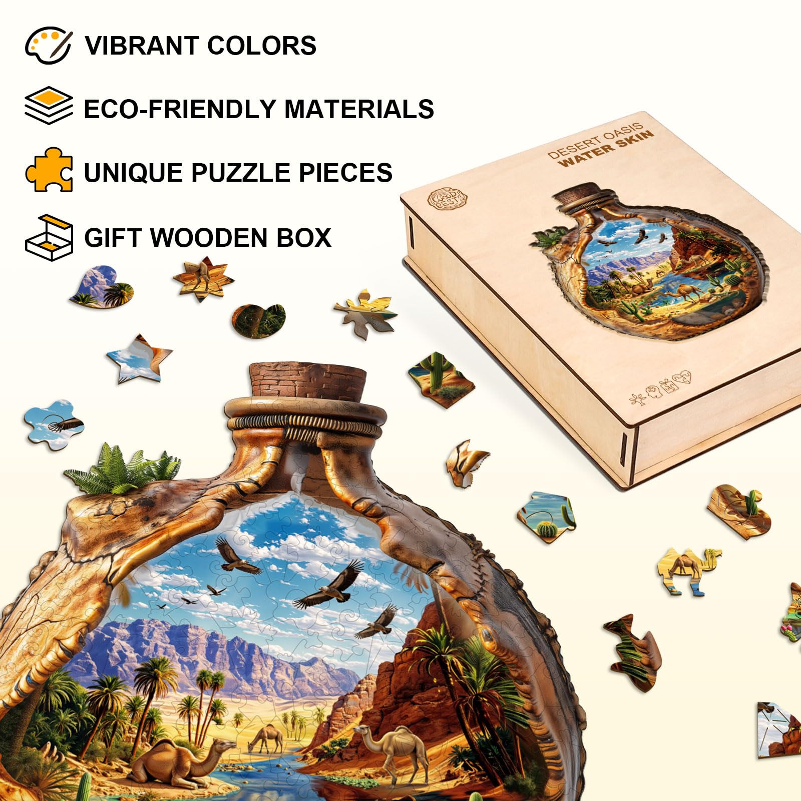 Erwachsenen Holzpuzzle, Holzpuzzle Wüstenoase, Holzpuzzle für Erwachsene, Geburtstags Damen und Herren, Familienpuzzle-Spiel (L- 37 × 30,2 cm 250 Teile)