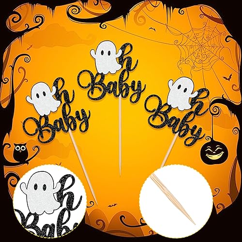 Miniatura 204 de 24 piezas de decoración de cupcakes temáticos de Halloween, espeluznante abucheo, fantasma, bruja, araña, murciélago, cupcakes, calabaza, rasgo