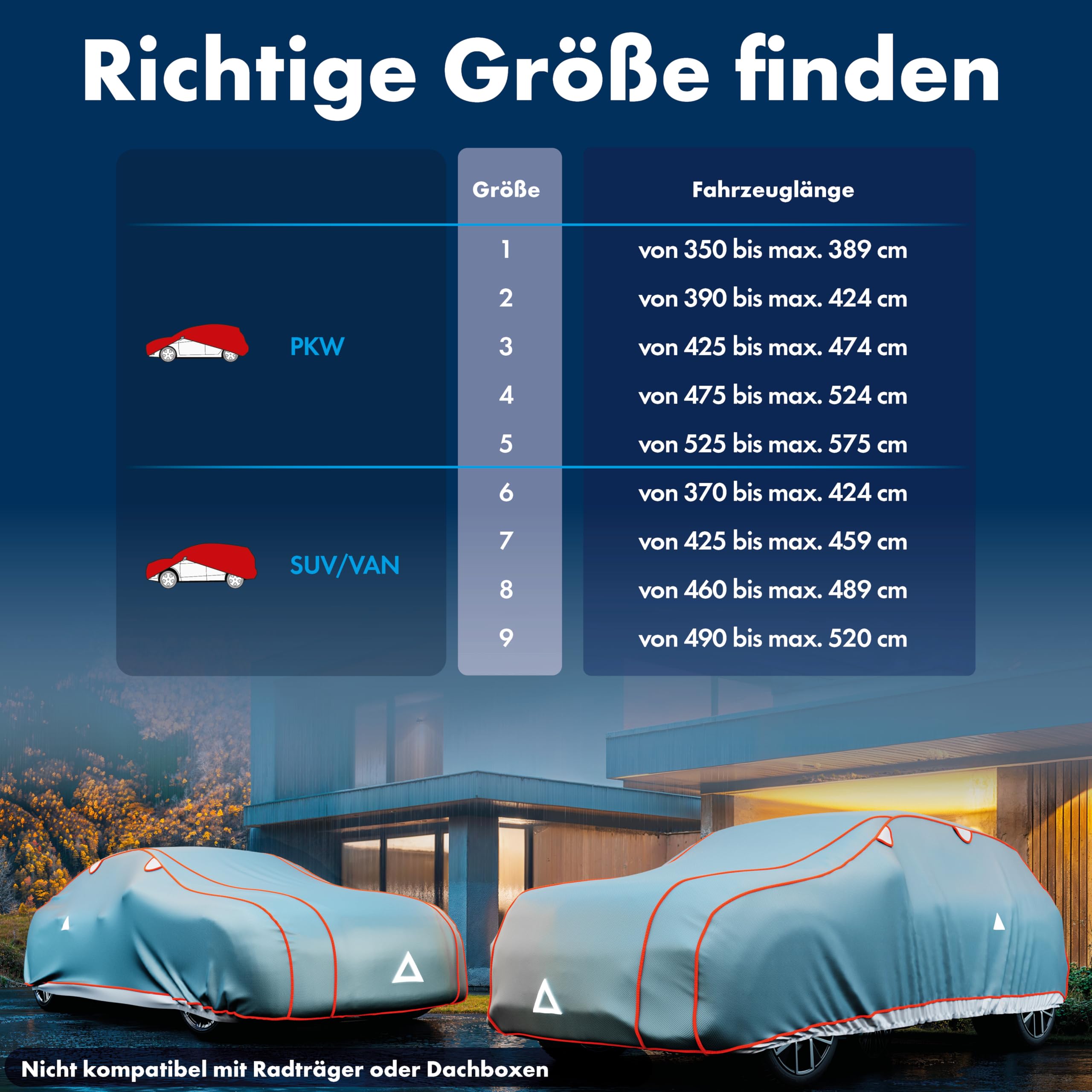 WALSER Hagelschutz Abdeckplane Auto, Auto Hagelschutzplane Perma Protect Complete, Abdeckplane Auto, Autogarage Abdeckung Größe 8 grau