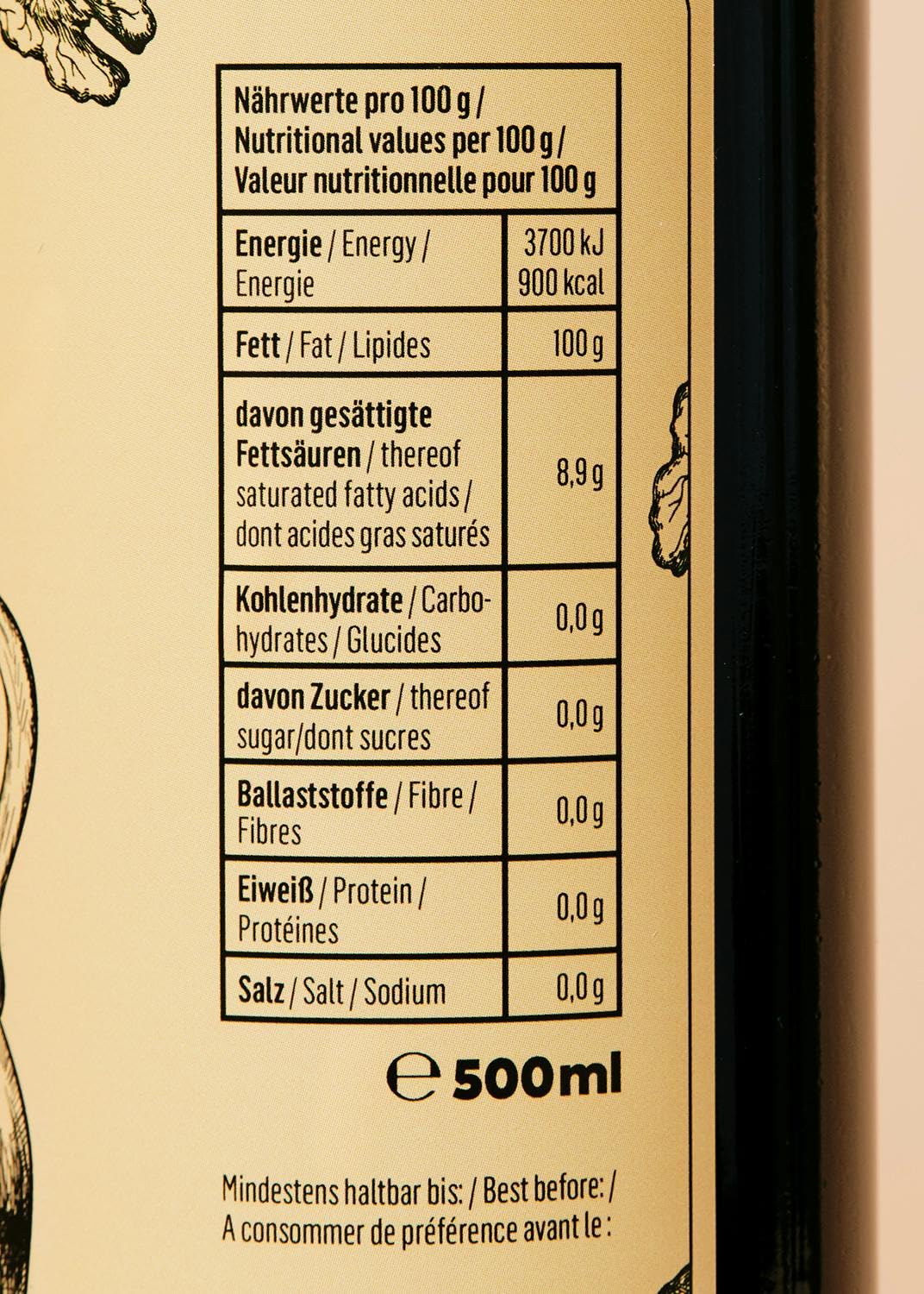 KoRo - Olio di noce bio 500 ml - Vegetale e spremuto a freddo da 100% noci bio