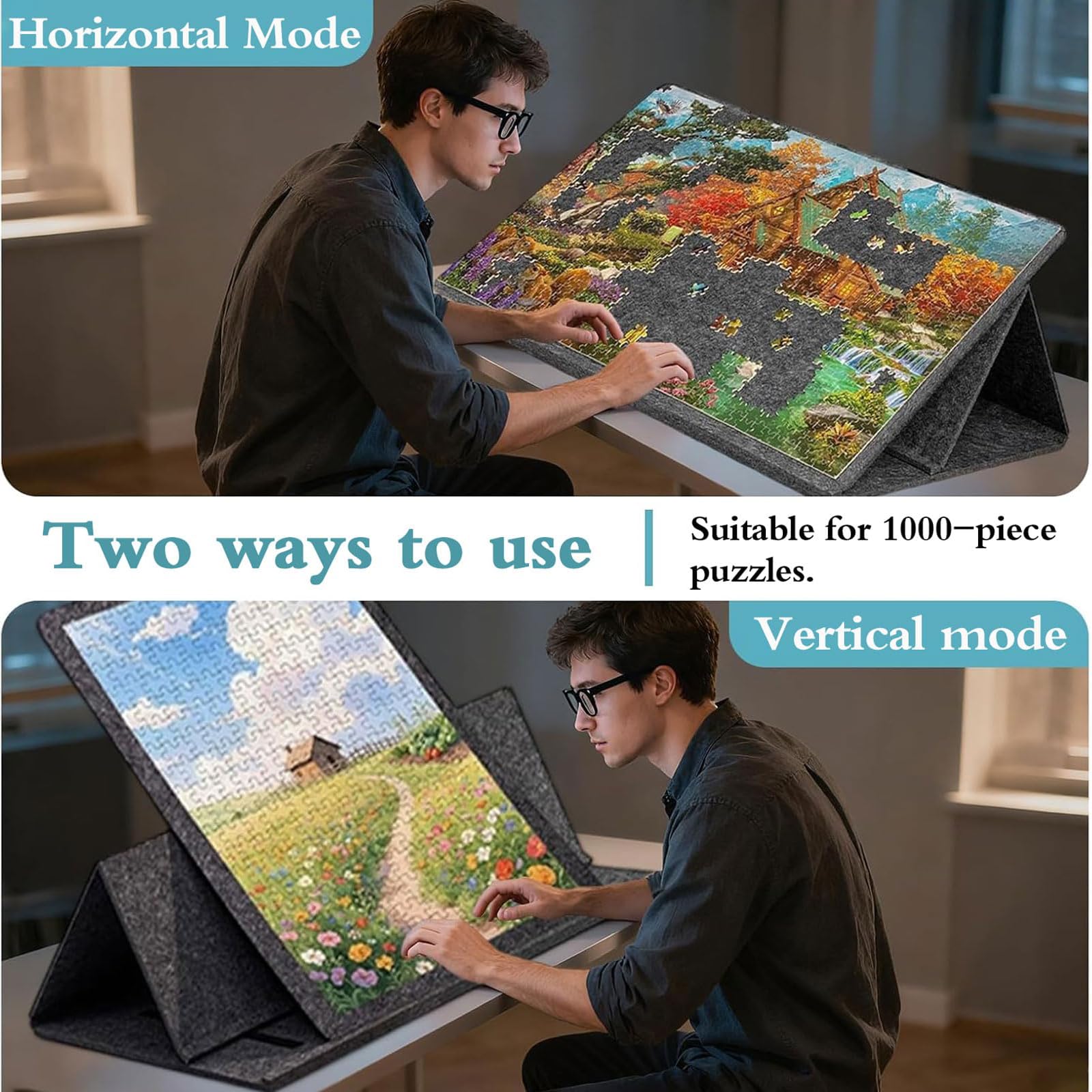 Support Puzzle Table Puzzle Inclinable Tapis Puzzle 1000 Pieces Trieur Puzzle Planche A Puzzle Tableau De Puzzle Portable LéGer en Feutre