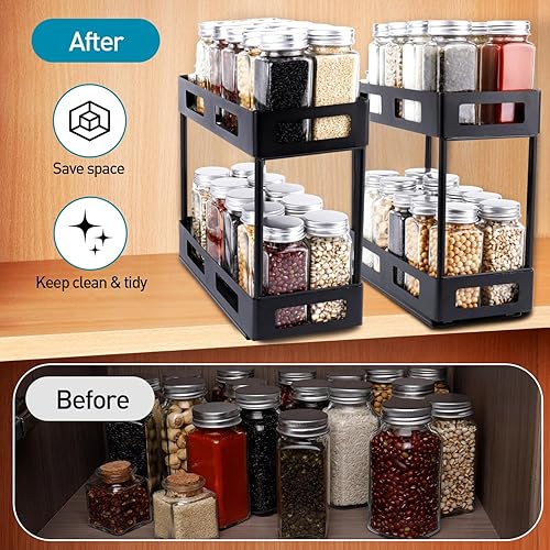 Miniatura 6 de Organizador de especias para gabinete, estantes de especias extraíbles para armarios interiores, estante de especias de cocina, organizador