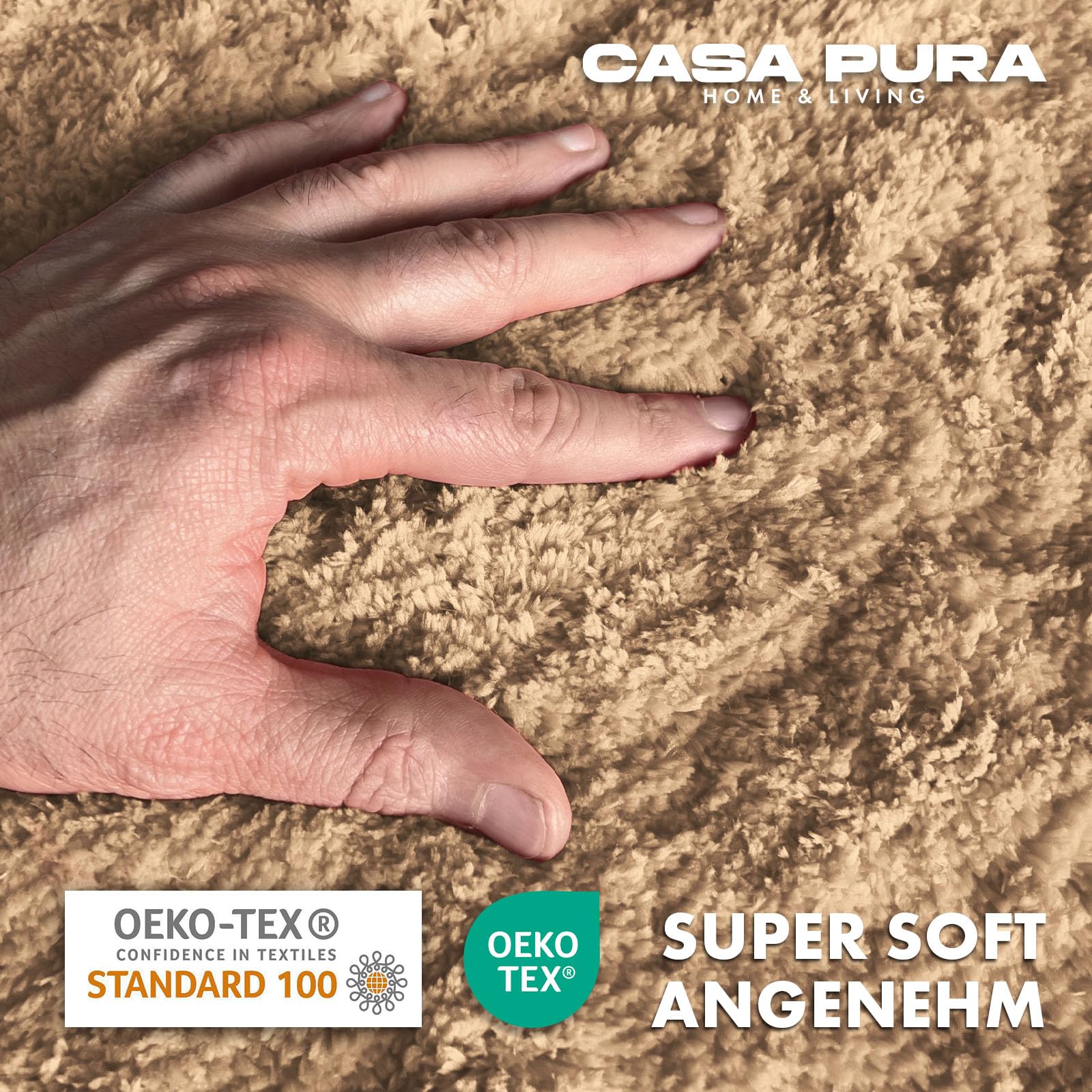 casa pura hoogpolige badmat Sky Soft | zacht, pluizig badkamertapijt in Shaggy look | antislip wasbare badmat | getest op schadelijke stoffen | 16 kleuren in 6 maten (70 x 120 cm, zilvergrijs
