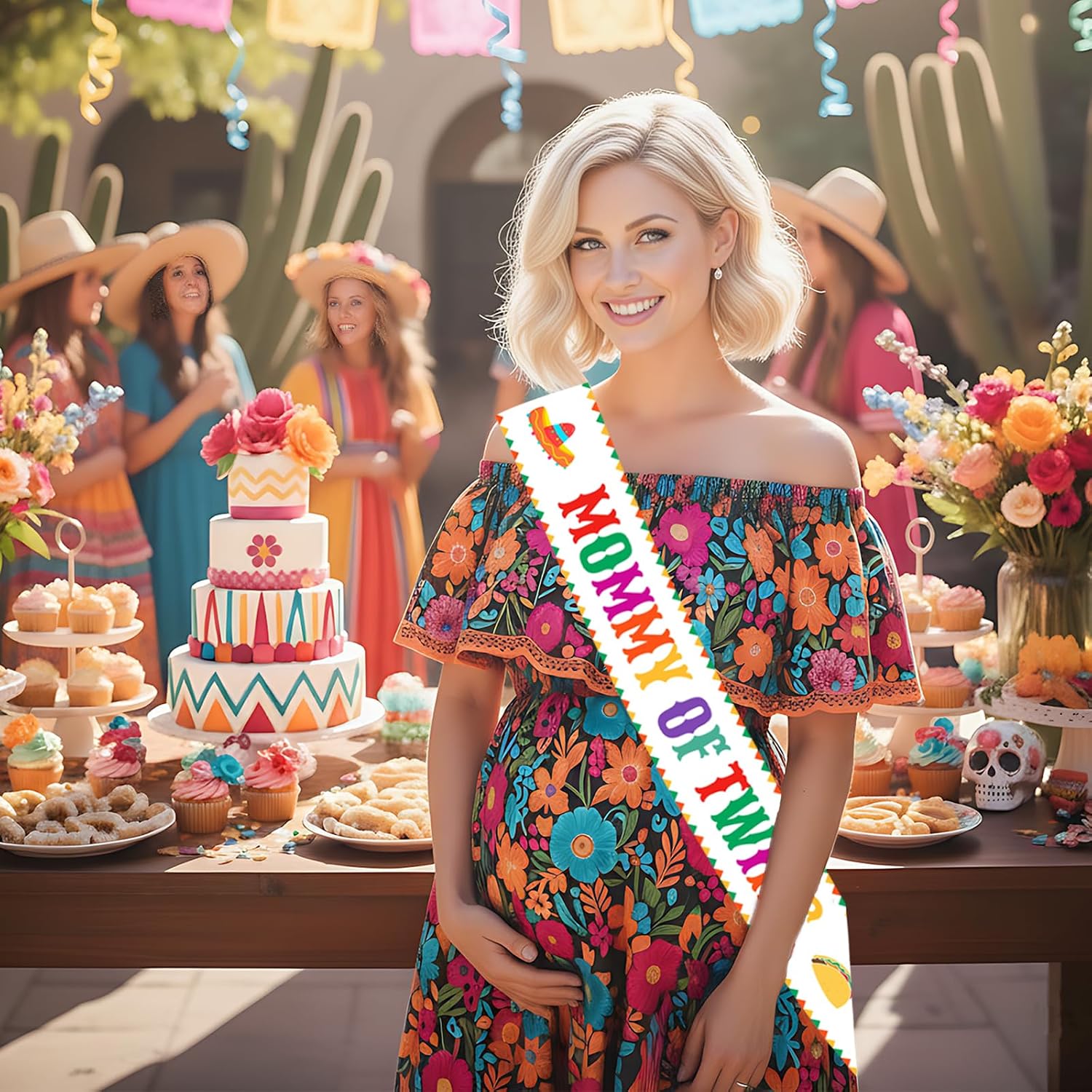 Mexican Fiesta Twins Baby Shower Decorations Sash Taco Bout A Baby Decors Fiesta Mommy of Twins Sash Gifts for Taco Bout A Baby Shower Gender Reveal Pregnancy Announcement Party Supplies Favors