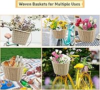 Vista 5 de ZUKKA Cesta de Bicicleta Tejida Cesta de Bicicleta para Bicicletas de Adultos Delantero/Manillar de Bicicleta para Niños con Correas de Cuero