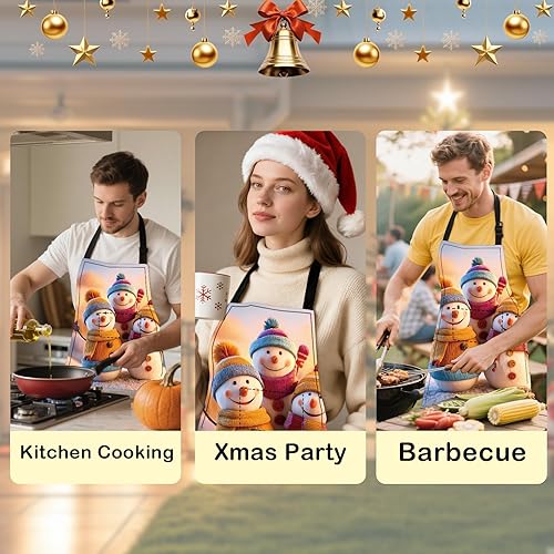 Miniatura 6 de Nuxovilar Delantales para mujer con bolsillos, 26.77 x 30.7 pulgadas, ideal para cocinar, hornear, reuniones de Navidad