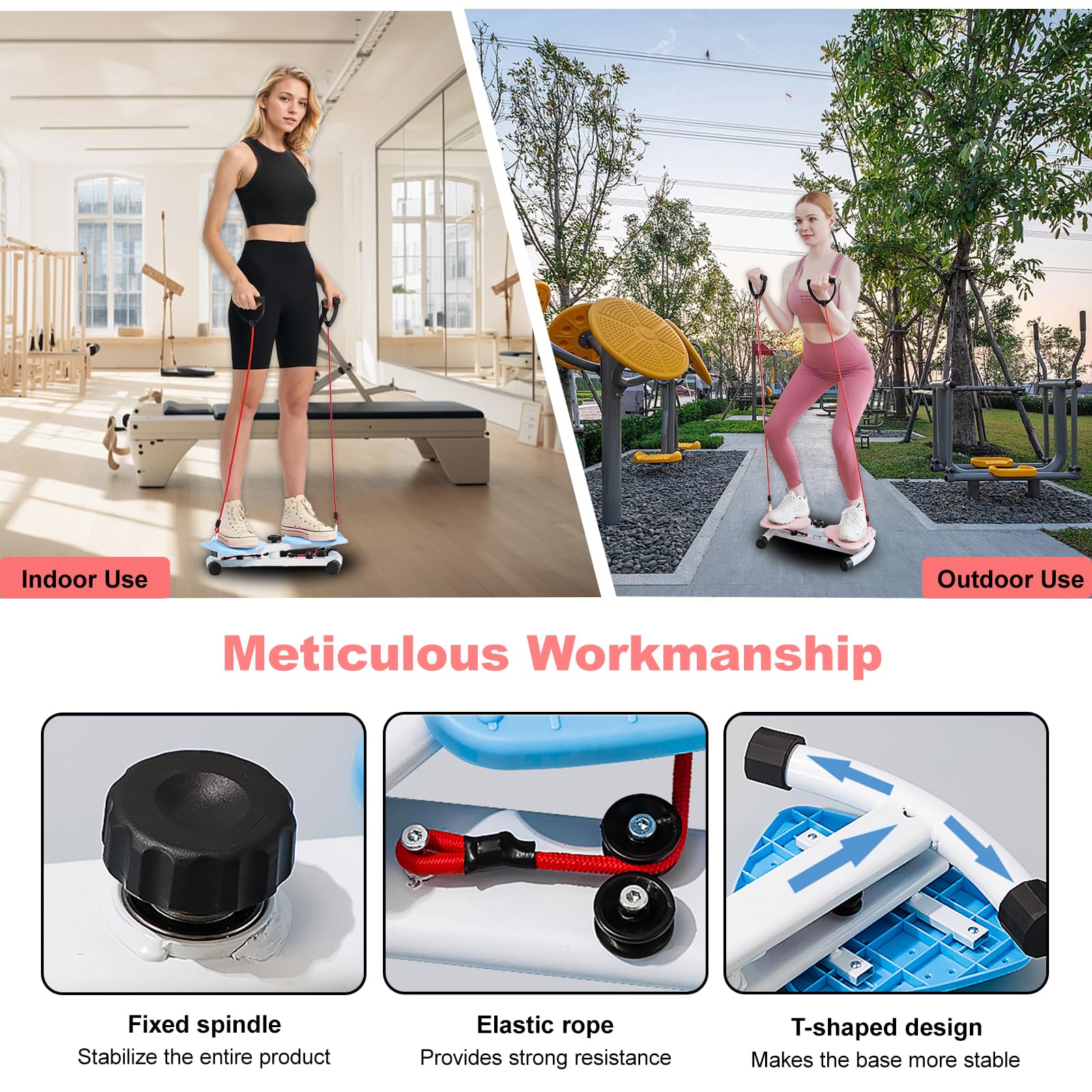 Talia Twister Board Twist Workout Machine - masaż refleksologiczny 3D, cichy 20 dB, regulowana lina napinająca, 150 kg ABS/stal węglowa, przenośna 3,5 kg, bez montażu