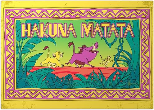 Displate Metal Poster Disney Hakuna Matata Trio Wall Art L | Wall-safe magnetic mounting, no drilling or tools. Easy to mount, artwork, wall decor home living room, bedrooms, offices.