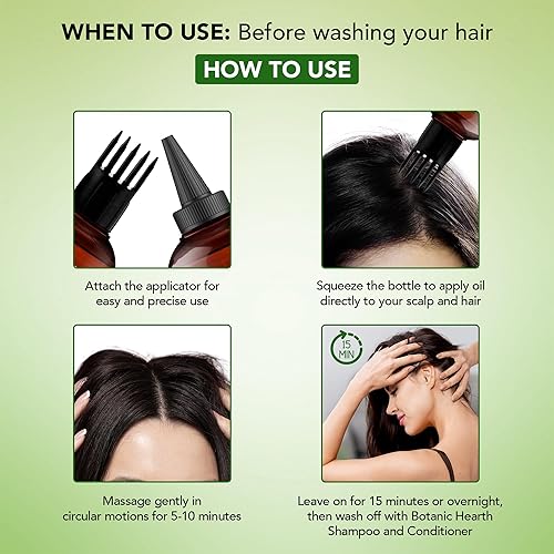 Miniatura 37 de Botanic Hearth Aceite de cafeína y batana para el crecimiento del cabello (6.7 onzas líquidas), tratamiento nutritivo y fortalecedor del cabello