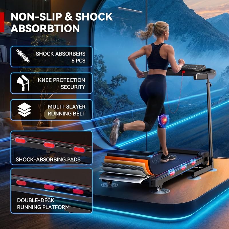 Treadmills for Home, Walking Pad Treadmill with Incline, Portable Treadmill with Handle, 350 lbs Weight Capacity, image 5