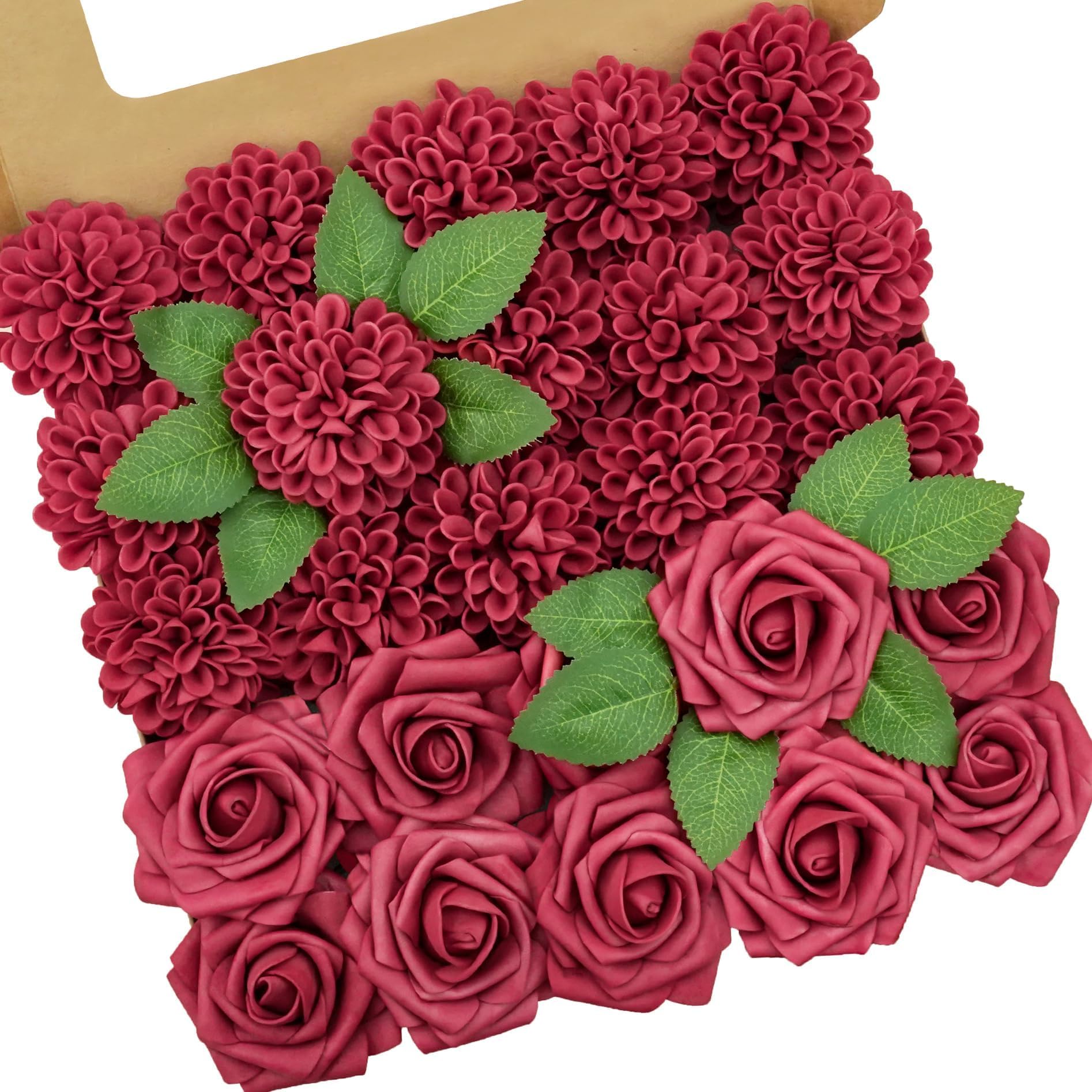 Artificial Flowers, 50pcs Artificial Rose for DIY Wedding Bouquets Centerpieces Arrangements, Hot Pink Rose Flowers with Stems for Bridal Shower Party Home Decorations