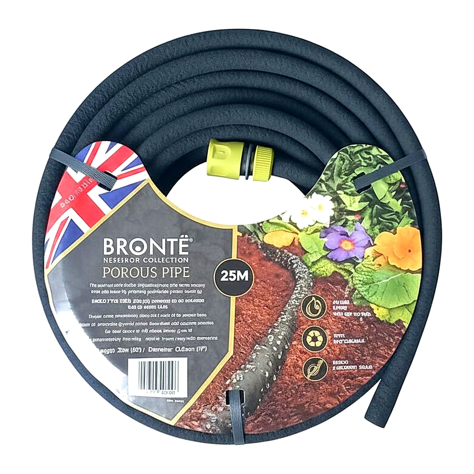 25m Soaker Hose Irrigation Kit for Garden Watering – Porous Leaky Pipe Drip Irrigation System with Tap Connector for Vegetable Patches, Raised Beds, Borders & Hedges – Recycled Rubber