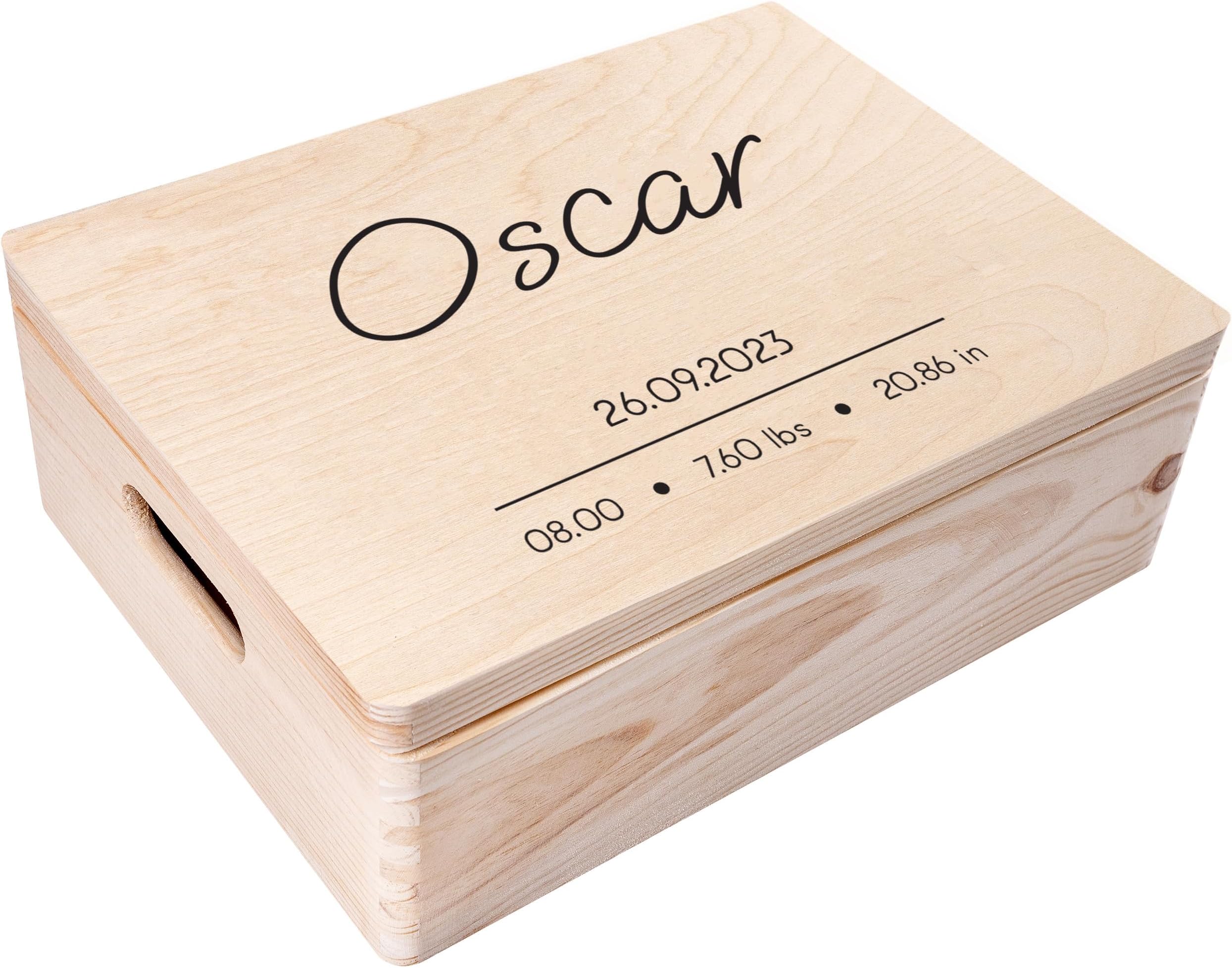 Creative Deco Personalised Baby Memory Box | Custom Keepsake Boxes | Unique Gift for Newborn Boy or Girl | Customised Wooden Storage Box with Hinged Lid | UV Print