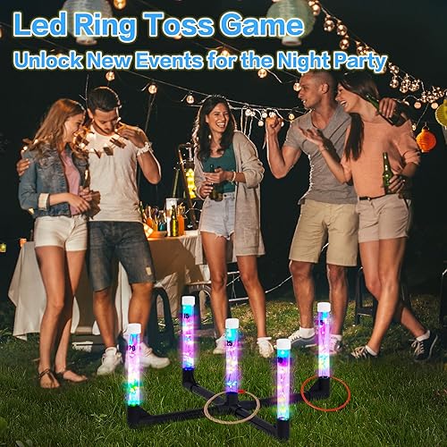 Miniatura 6 de Juegos al aire libre Juegos de lanzamiento de anillos brillan en la oscuridad, juegos de patio para adultos y familia