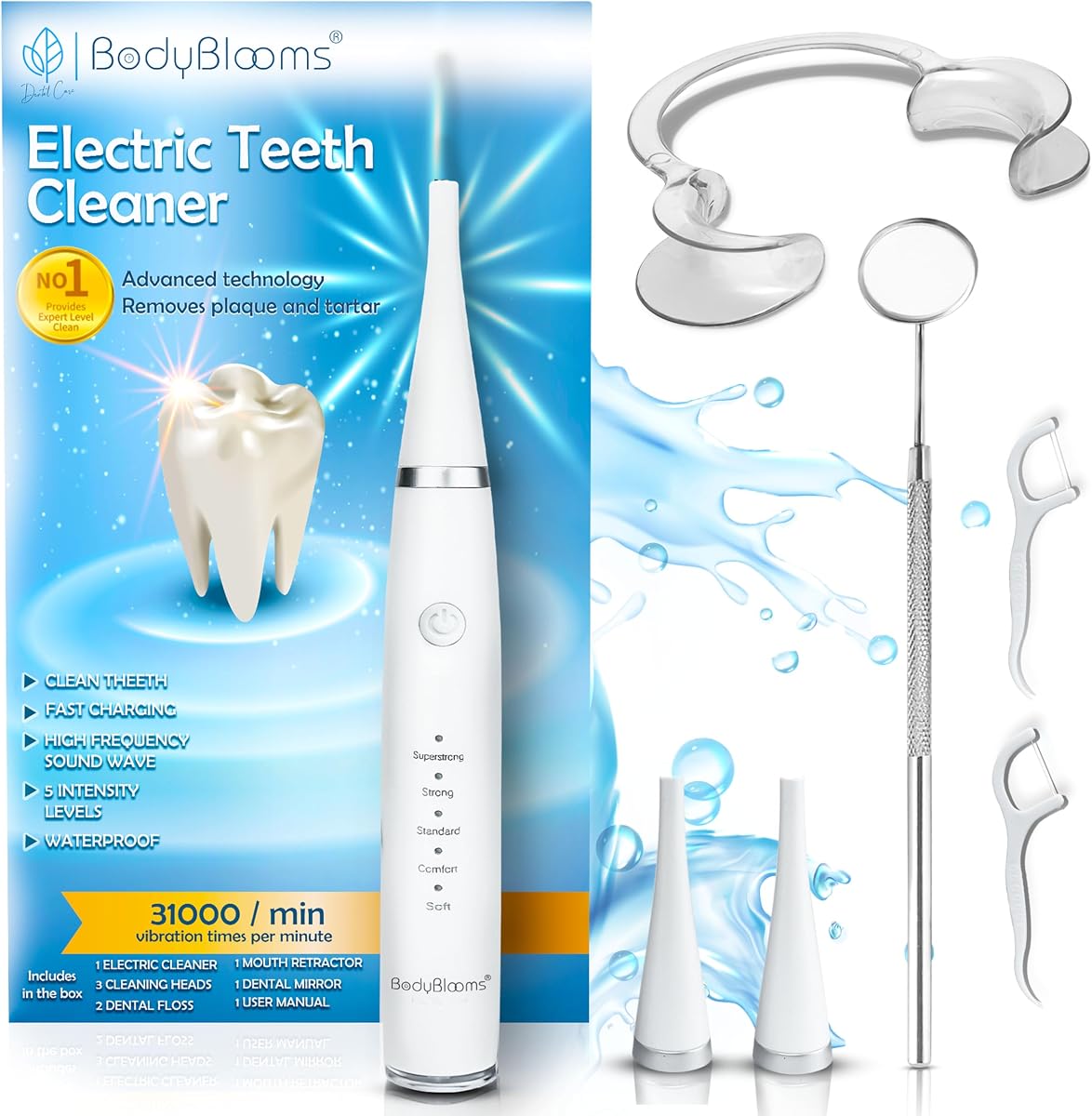 Electric Plaque Remover for Teeth with 5 Speeds & USB Rechargeable | Tartar Remover for Teeth | Teeth Cleaning Tools for Home Oral Care. Ideal for Teeth Cleaning Plaque Removal to do at Home