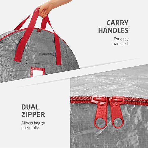Miniatura 4 de ZOBER Contenedor de almacenamiento de corona de Navidad de 30 pulgadas, resistente al agua, bolsa de almacenamiento con doble cremallera para