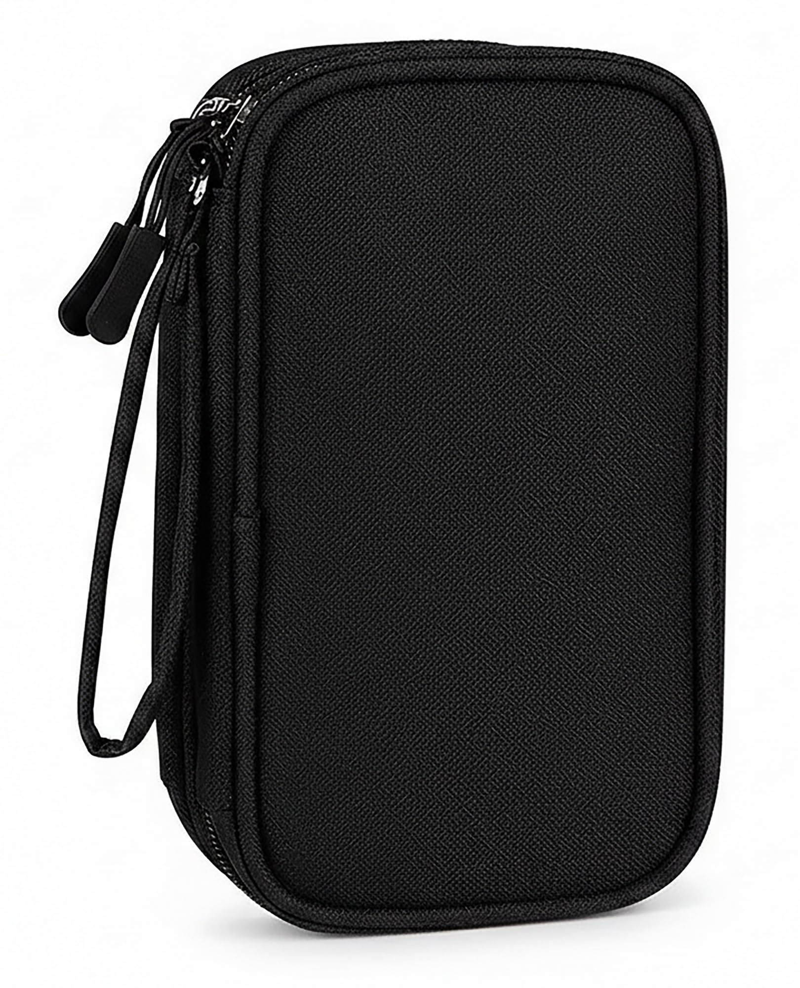 WildHorn Nylon Electronic Organizer Pouch for Travel | Portable Gadget & Cable Storage Case with Mesh Pockets | Compact Zip Organizer for Power Bank, Charger, Cables, Phone & Accessories (Black)
