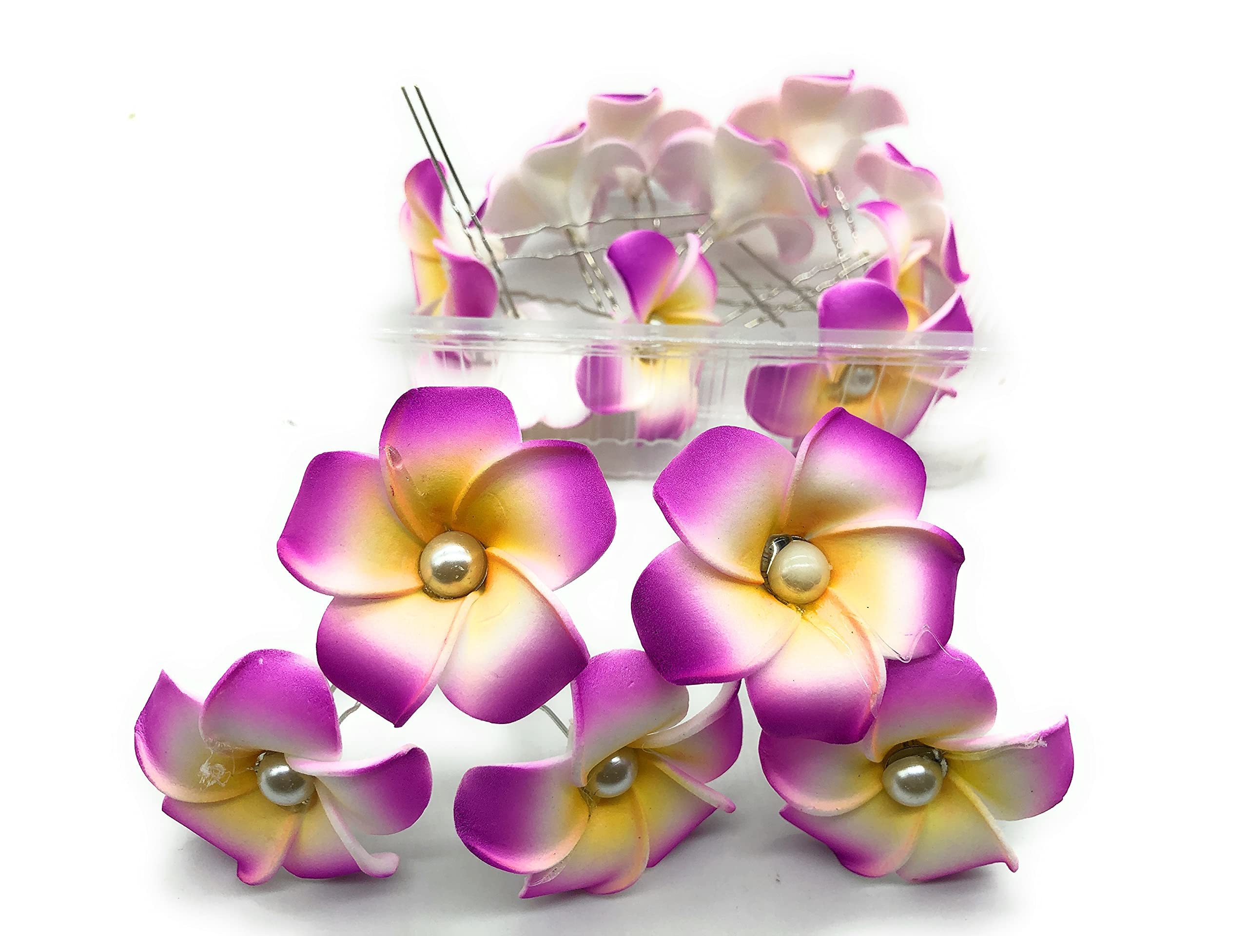 Kavmart (Pack of 15 Pieces) Foam Artificial Flower Hair Bun Hair Pin(Purple)