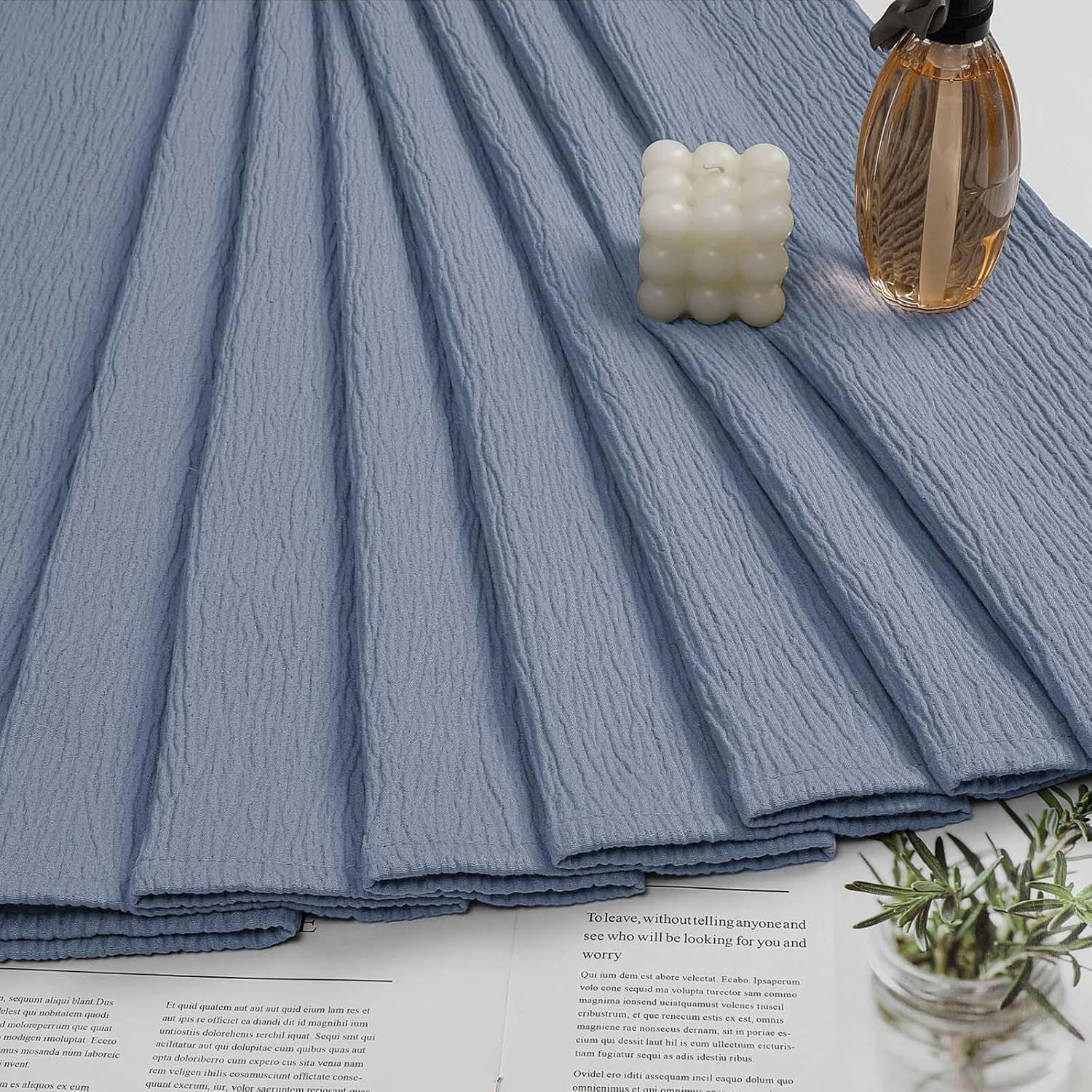 Aiyufeng Fabric Sky Blue Extra Long Shower Curtain for Bathroom, 3D Textured Shower Curtain 96 Inch Long Soft Cloth & Hotel Spa Quality, Large Hotel Bathroom Curtain Boho Style, 72x96 Inches