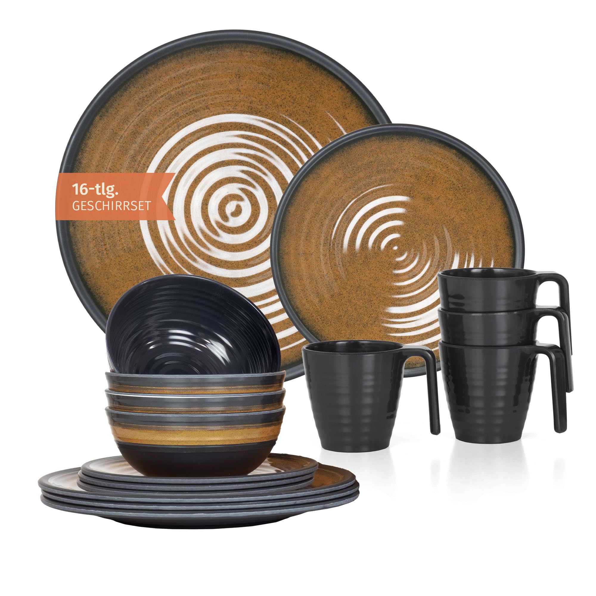 Juego de vajilla de melamina para camping, 4 personas, curry de piedra, 4 tazas de café de piedra, vajilla, pícnic, barbacoa