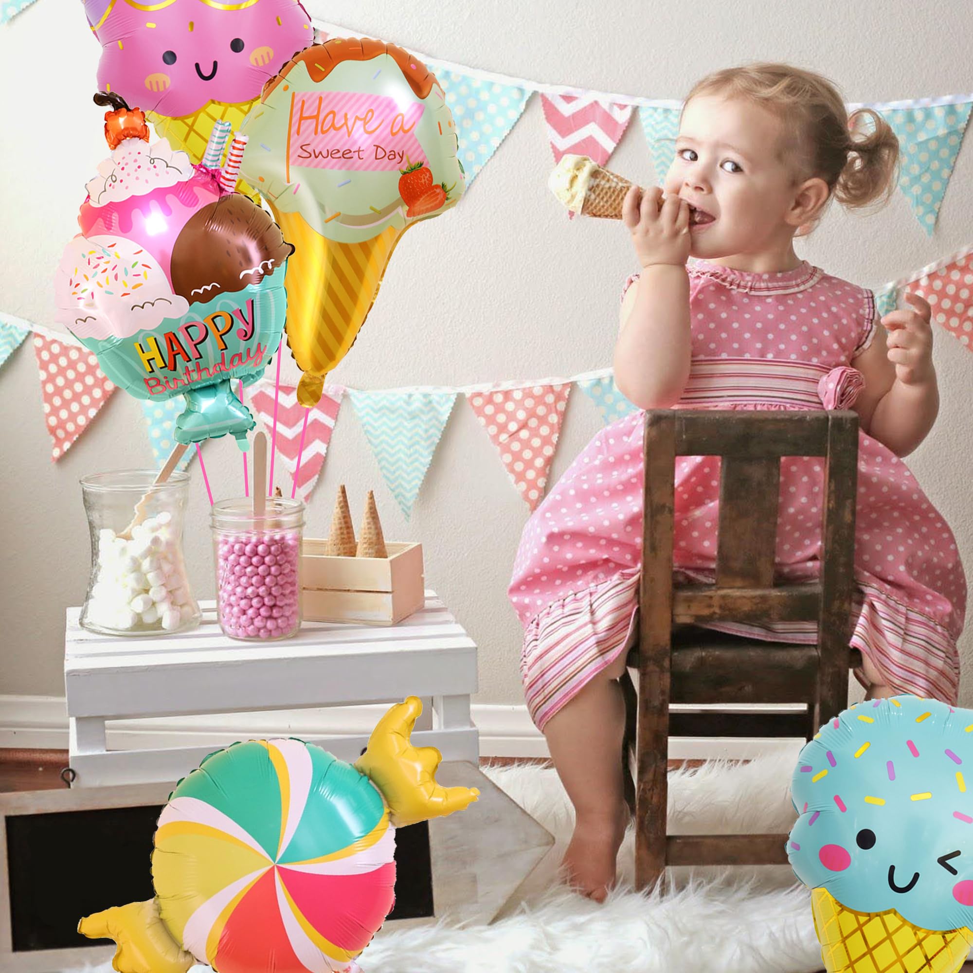 Donut Geburtstag Dekor – Große Folienballons Zahl 6 Mit Donut-Motiv, Für 6. Geburtstag