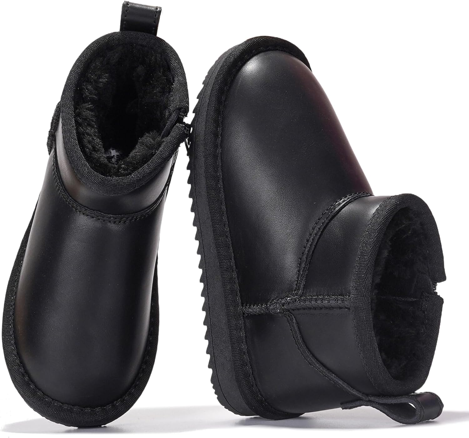 Project Cloud 100% Genuine Leather Girls Boots  Water Resistant & Lightweight Ankle Boots with Memory Foam  Cozy & Fur Non Slip Kids Boots for Girls & Boys, Perfect for Fall