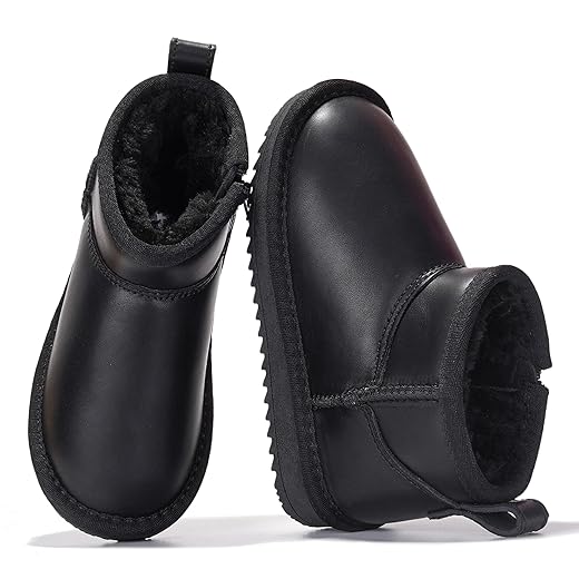 Project Cloud Genuine Leather Girls Boots – Lightweight & Cozy Fur Ankle Boots with Memory Foam – Non Slip Kids Boots for Girls & Boys, Perfect for Fall and Everyday Wear