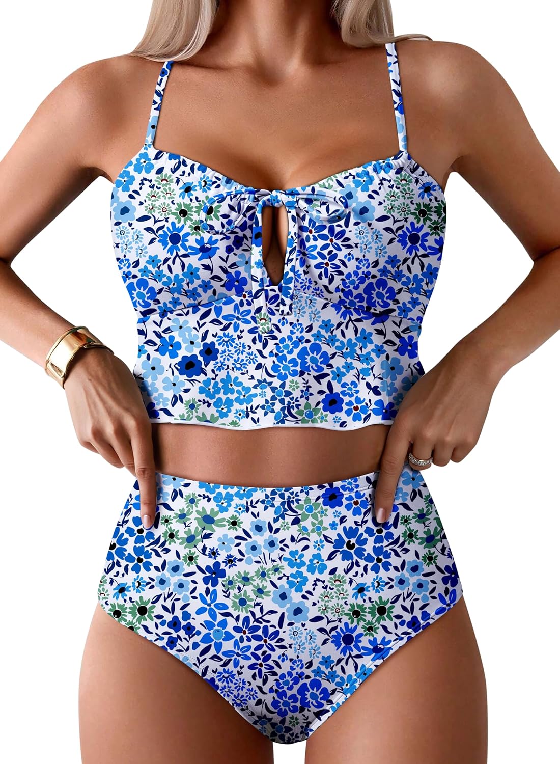 Pink Queen 2026 Popular Swimsuits for Women High Waisted Bikini Sets Two Piece Swimsuit Floral Prints Bathing Suits Beach