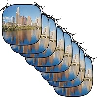 Vista 95 de Lunarable USA Chair Cushion Pad, American Cities Skylines Metropolis Architecture Sketch Style Hand Drawn Art Print, Seat Padding for Kitchen &