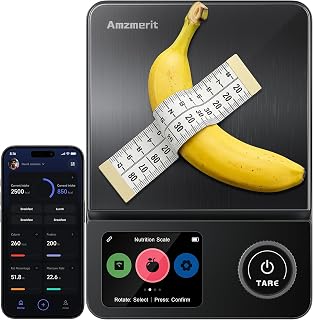 Smart Food Kitchen Scale with Nutritional Calculator, Timer, 0.1g High Precision Kitchen Scale, Free App with 27 Nutrients Tracking, Digital Grams and Ounces for Weight Loss, 11lbs/ 5kg