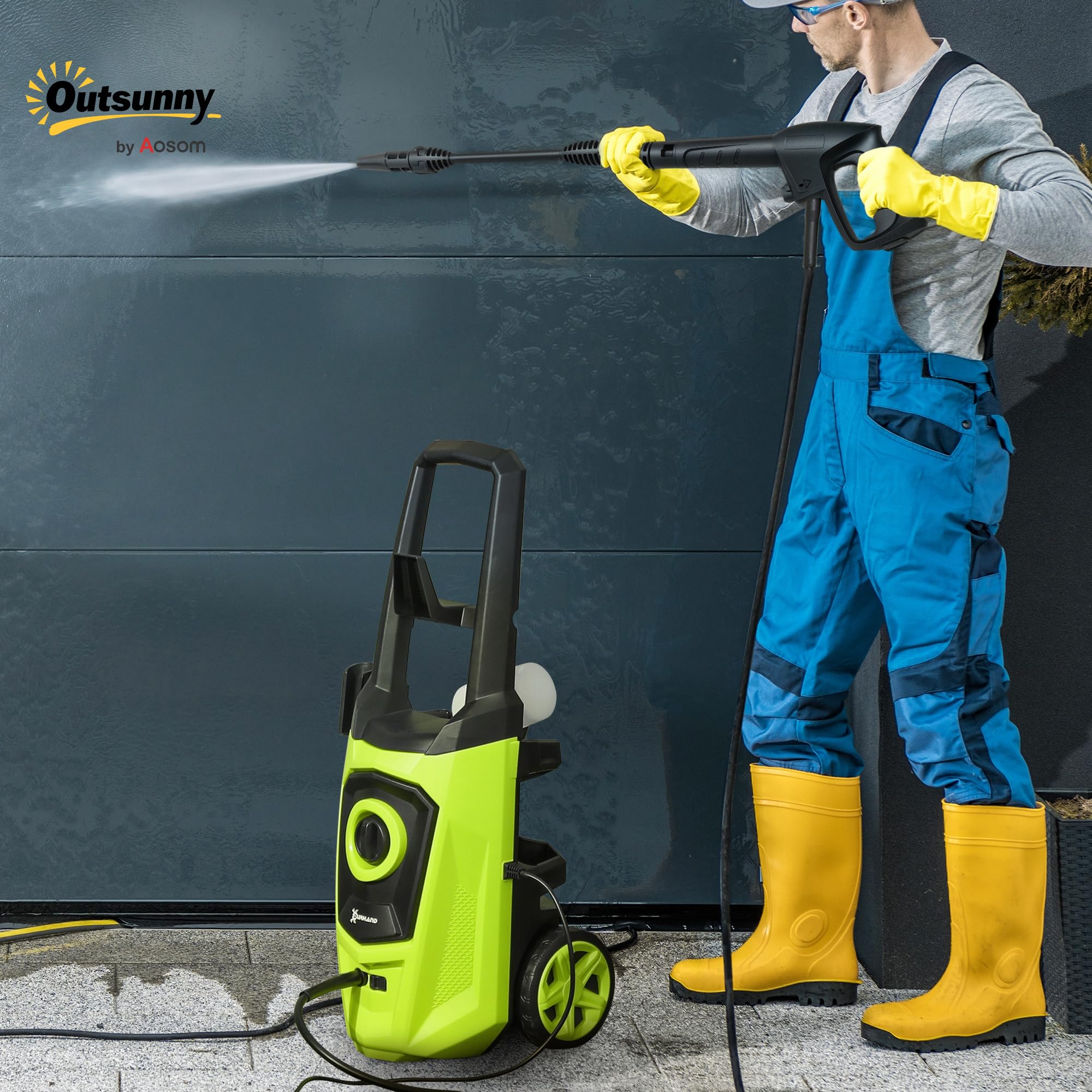 DURHAND Hidrolimpiadora de Alta Presión 1800W 150 Bar 6 m Verde y Negro | Caudal 510 L/h, Bomba de Aluminio, Parada Automática, Incluye Botella de Jabón, Boquilla, Cepillo