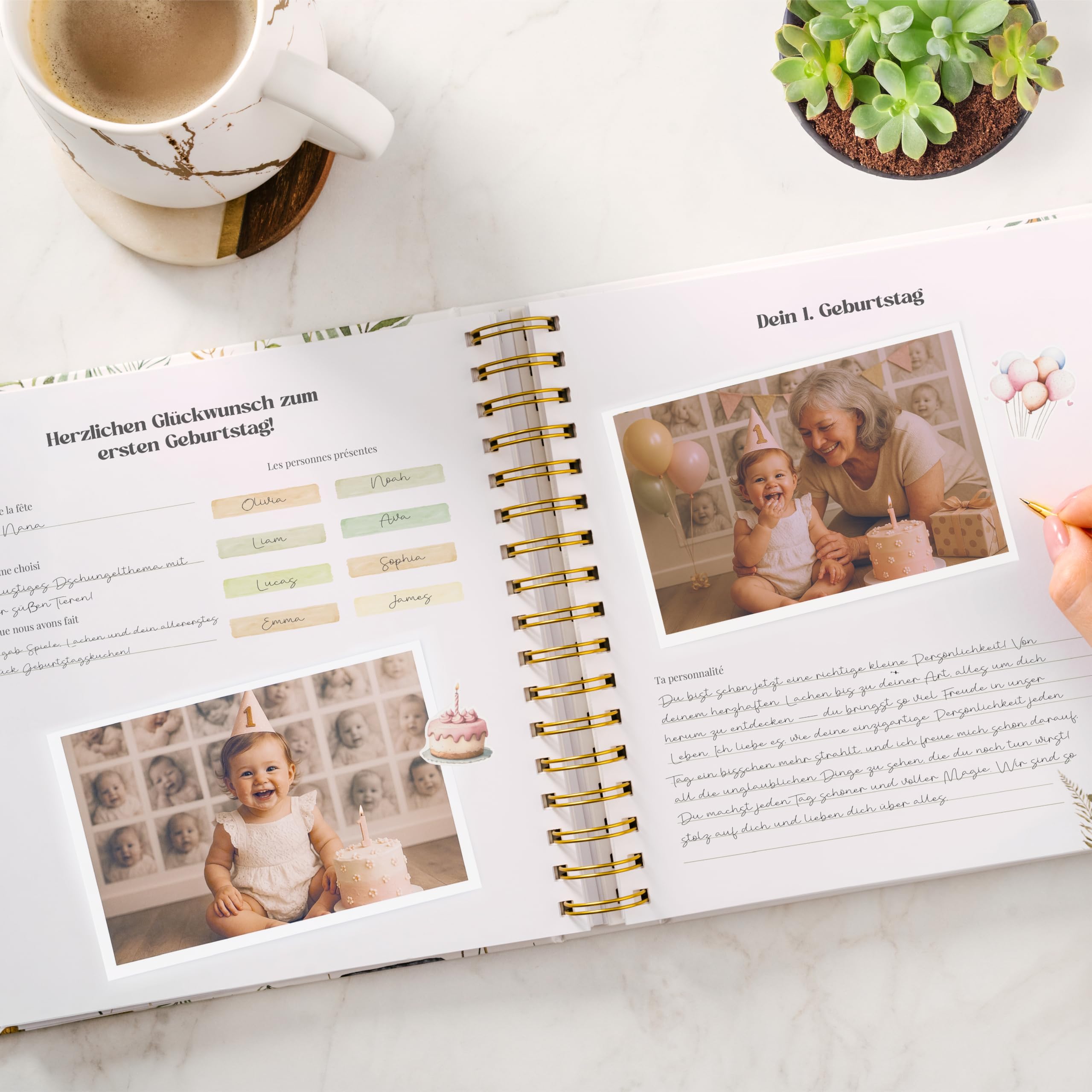 SweetyFox - Fotoalbum baby - Die ersten 5 Jahre - 124 Seiten und 100 Sticker - Babytagebuch - Erinnerungsbuch Babybuch
