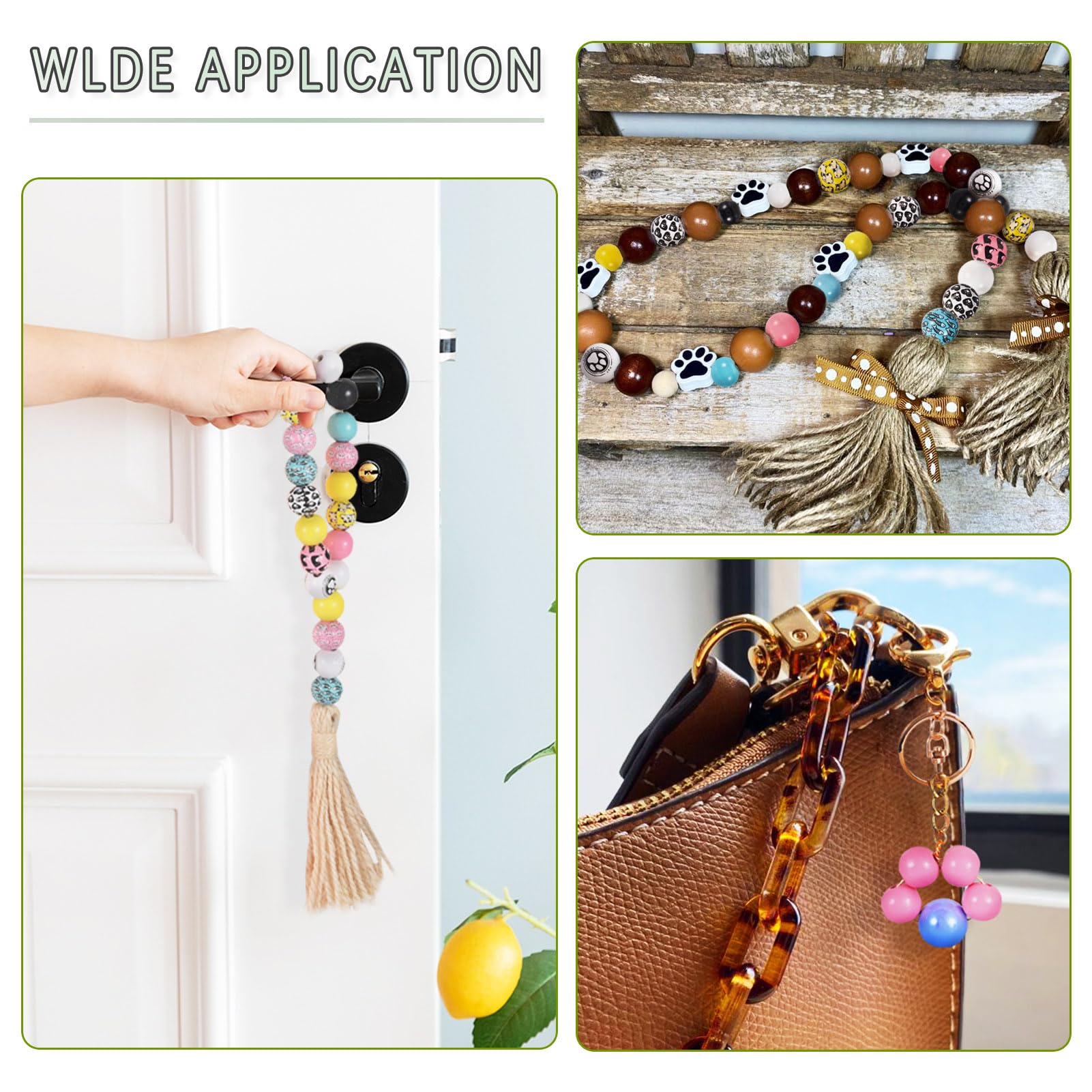 Crafans 160 Pcs Cute Painted Wood European Cartoon Animal Large Hole Wooden Beads - Image 3