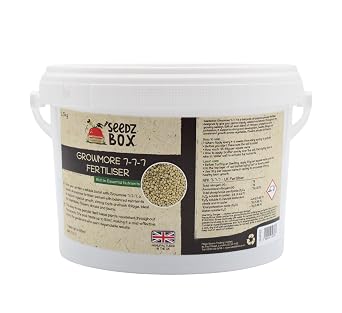 Grass Lawn & Vegetable Growmore Fertiliser 2.5kg   Treats 50m2   7-7-7 Nitrogen-Phosphorus-Potassium Ratio   All-Purpose Fertilizer - Easy-Use Granular Feed with Gradual Nutrient Release - Seedzbox