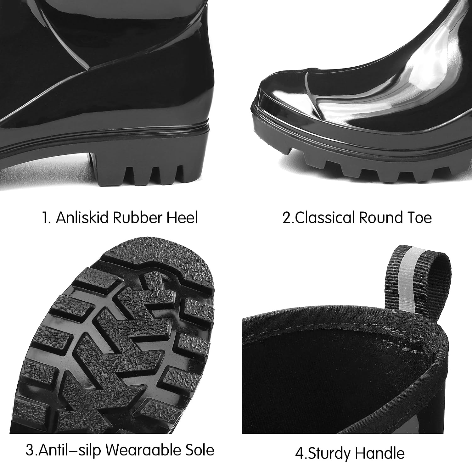 DKSUKO Women's Waterproof Rain Boots Mid Calf Rubber Garden Shoes image 4