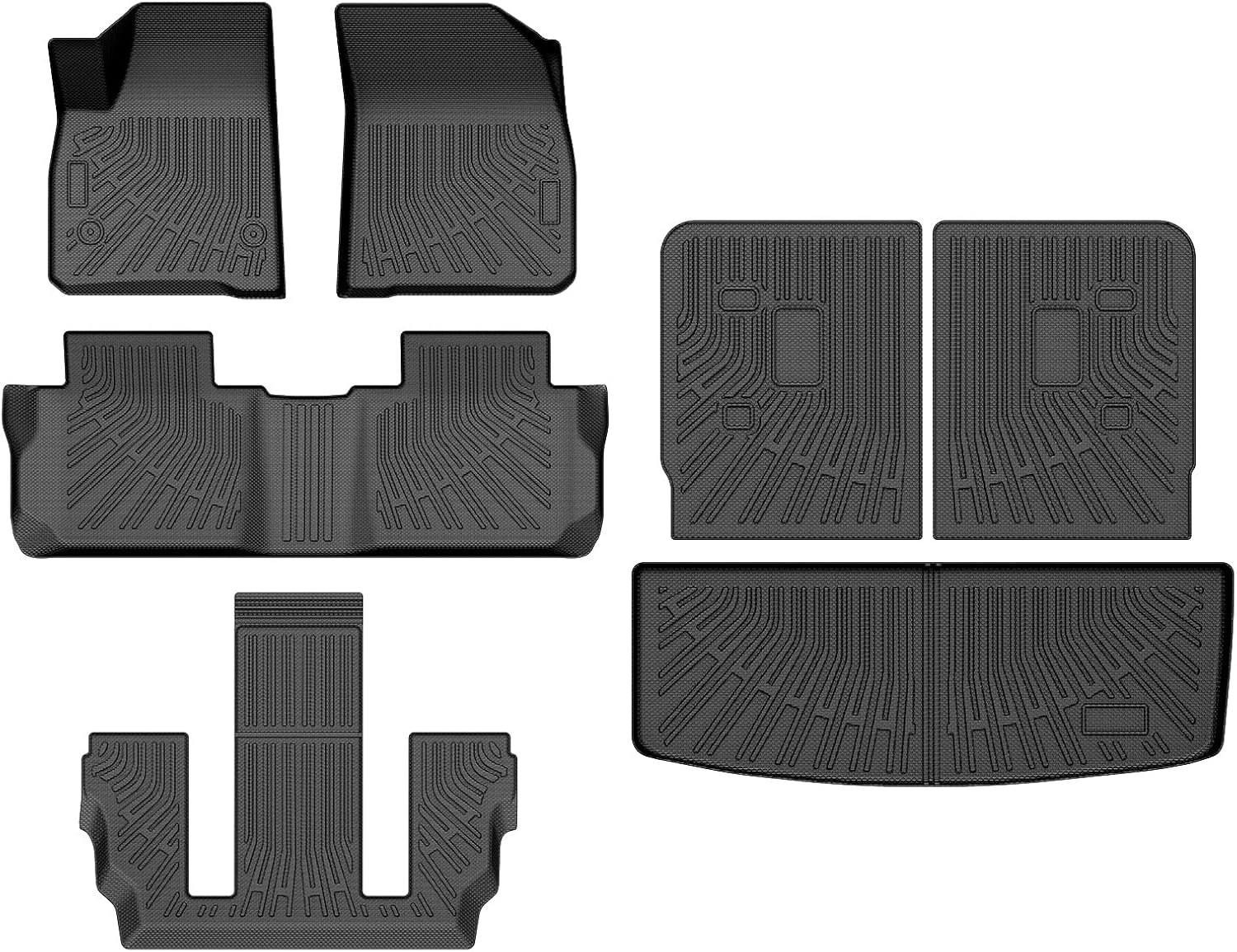 T TGBROS for GMC Acadia Floor Mats 2017-2023 All-Weather Full Set Custom Fit TPE Liners Back Seat Protector Cargo Liner Trunk for Acadia Accessories 7PCS(6-seat)