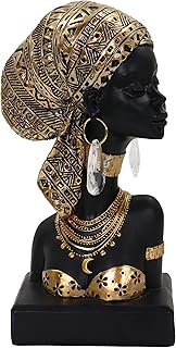 16 Unique Fireplace Ideas for Bold Eye Catching Focal Points 59 African Lady Bust Sculpture with Golden Headwrap – Resin Figurine with E...