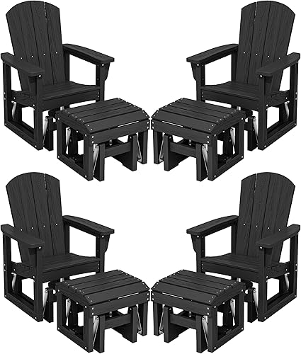 Vista 16 de SERWALL Silla Planeadora para Exteriores, Silla Planeadora de Patio HDPE Balancín Resistente a Todo Clima para Exteriores, Negro