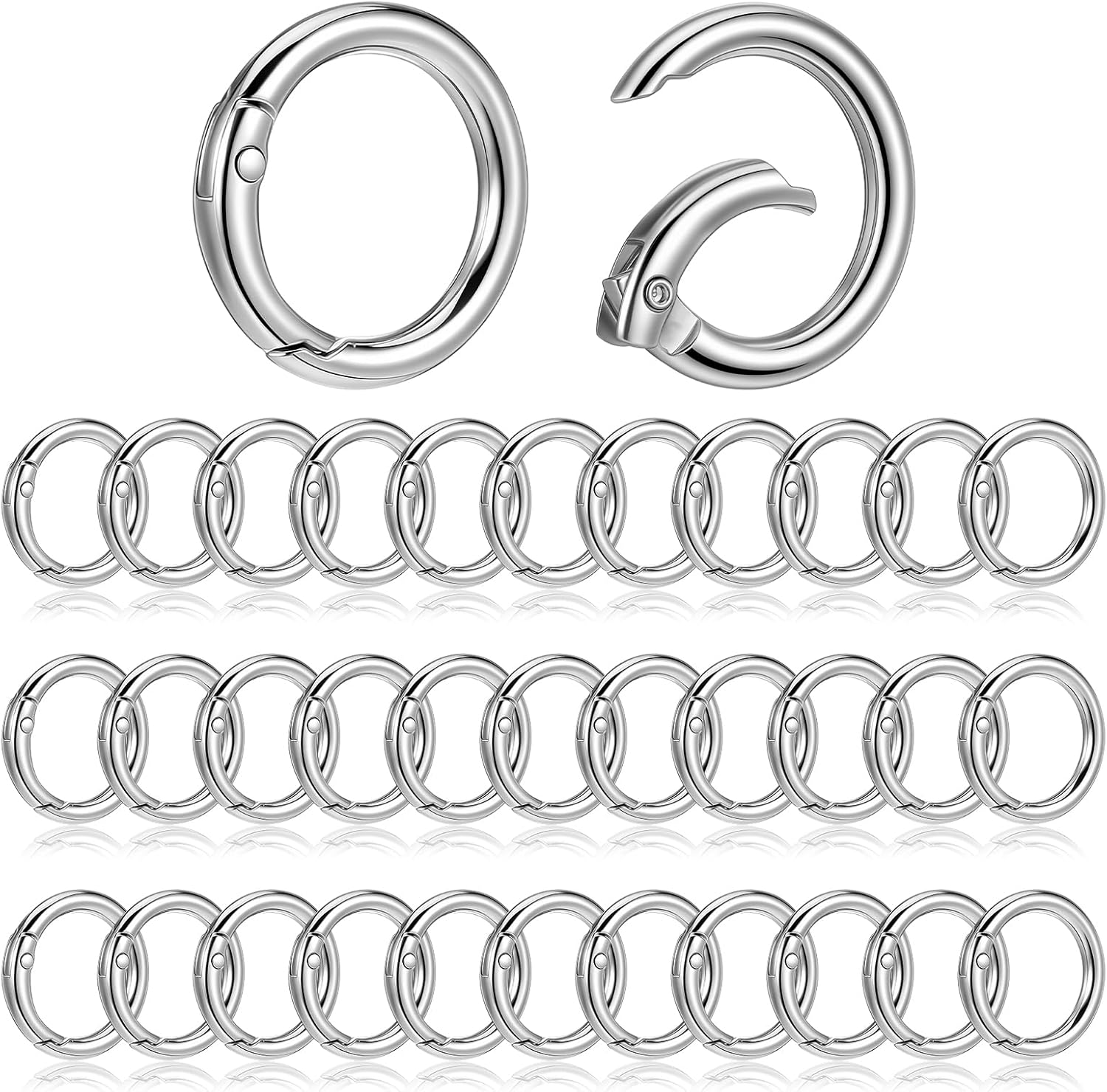 100 Pcs Spring O Rings Round Carabiner Snap Clip, 28MM Zinc Alloy Round Keychain Spring O Ring Clip, Bag, Purse, Handbag