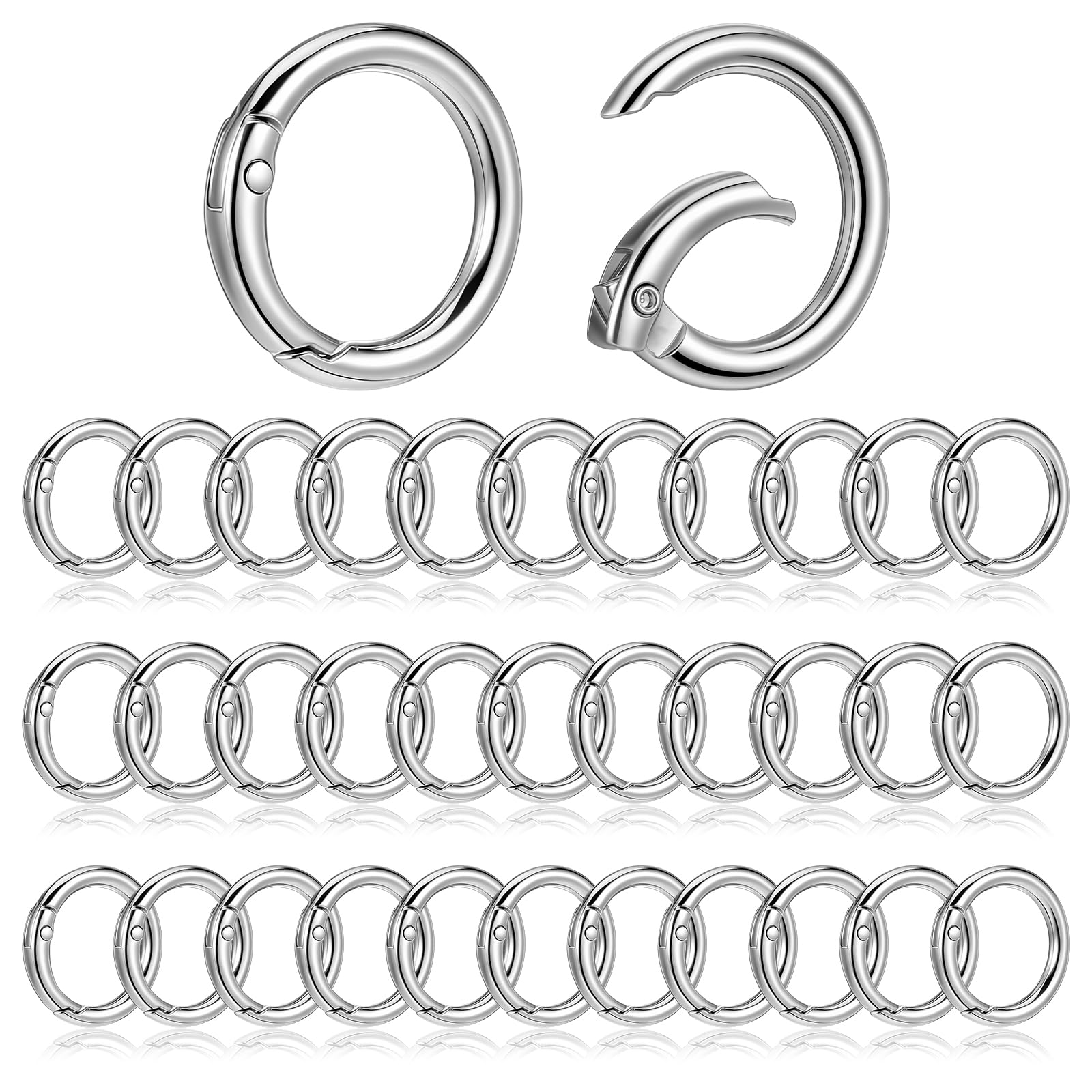 Photo 1 of 100 Pcs Spring O Rings Round Carabiner Snap Clip, 28MM Zinc Alloy Round Keychain Spring O Ring Clip, Bag, Purse, Handbag