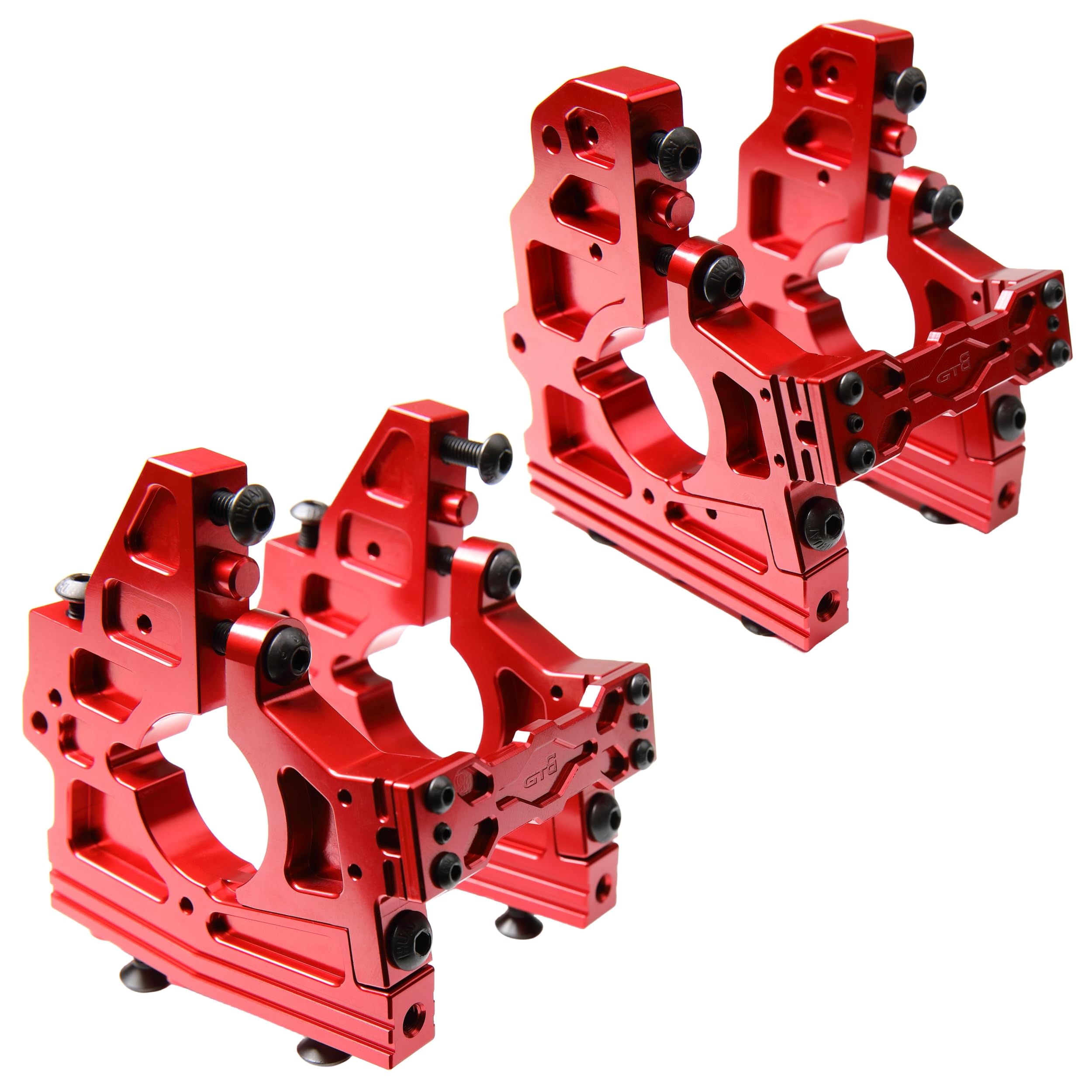 GTBRacing CNC Aluminum Front & Rear Metal Center Diff Differential Bracket Set for 1/5 RC Car Losi DBXL DBXL-E 1.0/2.0 MTXL Upgrade Part (Front+Rear Red)