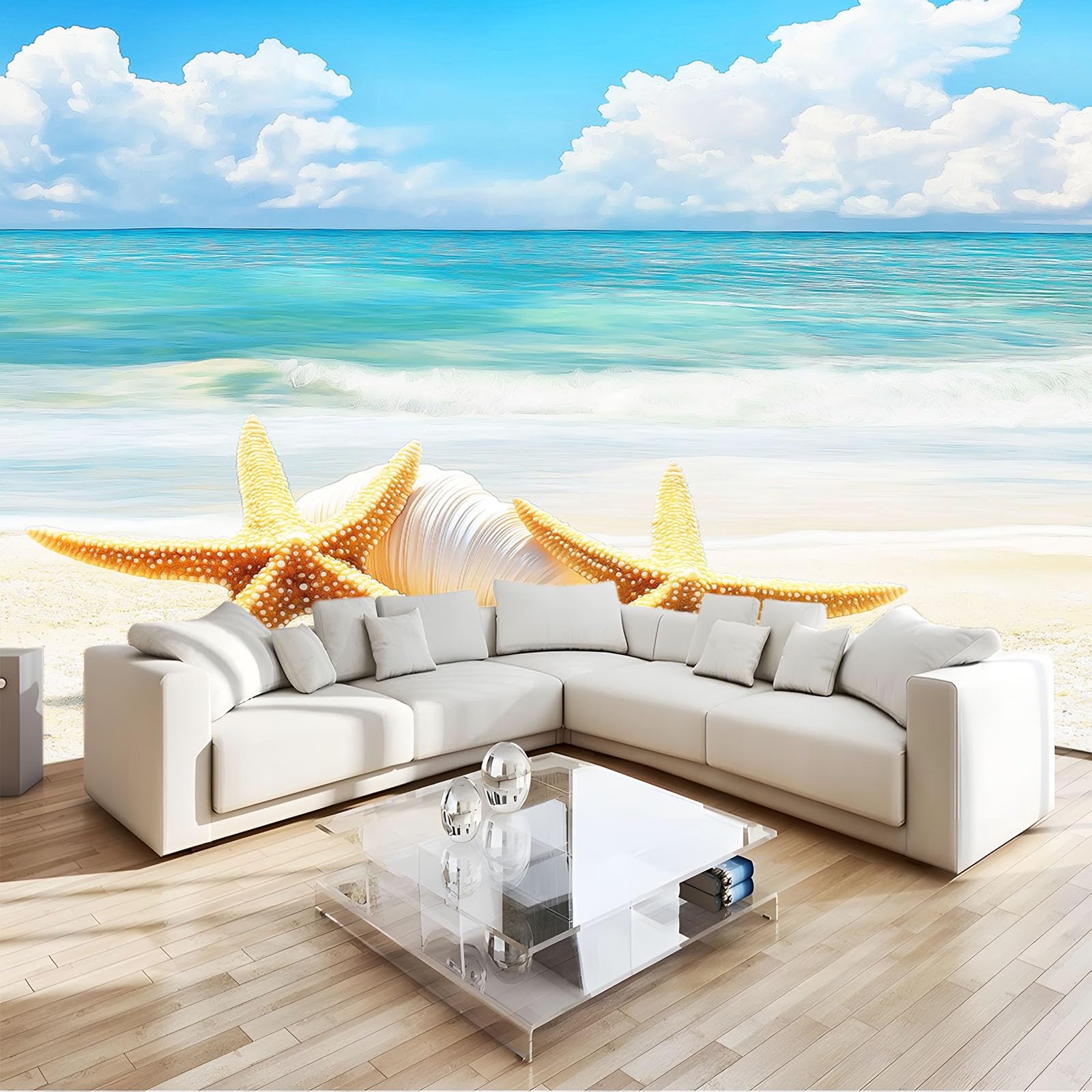 Papier peint panoramique plage pour salon et chambre paysage marin format xxl