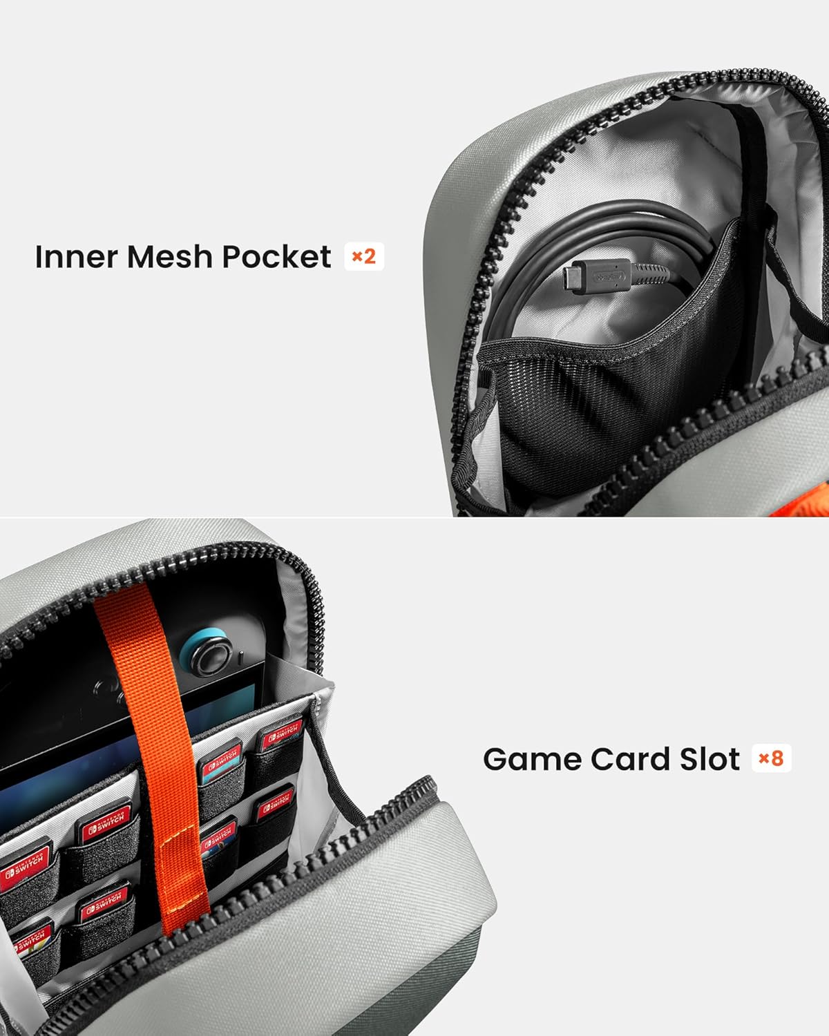 tomtoc Sling Crossbody Bag for Nintendo Switch 2, Protective Travel Chest Carrying Gaming Pouch with 8 Game Cartridges Slots - Image 6