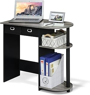 Furinno GO GREEN Desk, Gaming Desk with 2 Side Shelves and Storage Bins,...