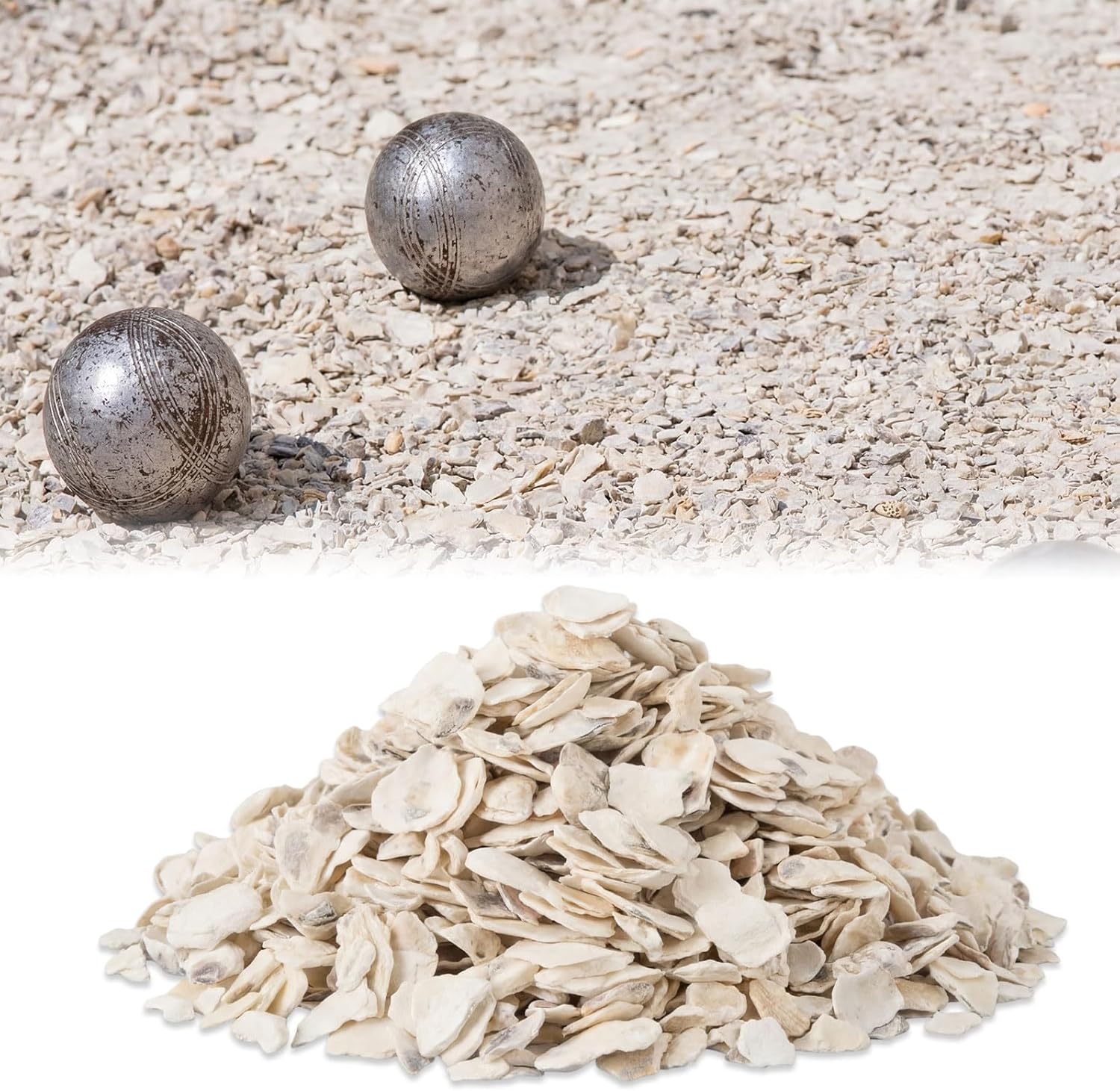 20 lb Crushed Oyster Shell for Bocce Ball Court – 100% Natural, Triple-Washed for Smooth Surface & Drainage