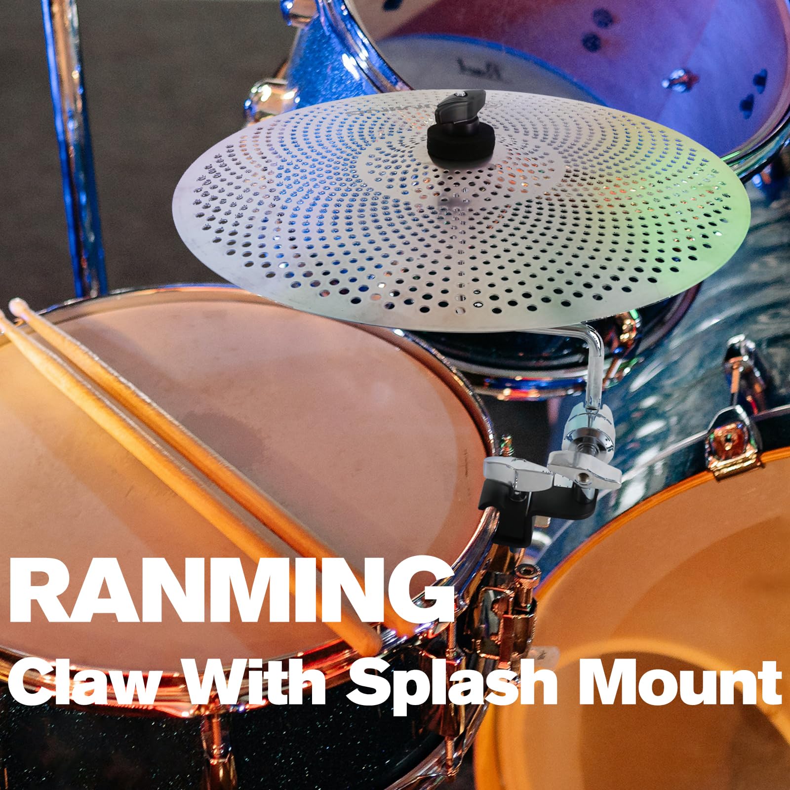 RANMING Beckenklemmen Arm Drum Hoop Mount Beckenklemme für Snare Drums und Toms Drum Set Klemme mit Z Splash Drum Hoop, Verlängerungshalterung für 20,3–30,5 cm Becken, Beckenmontierter Halter,